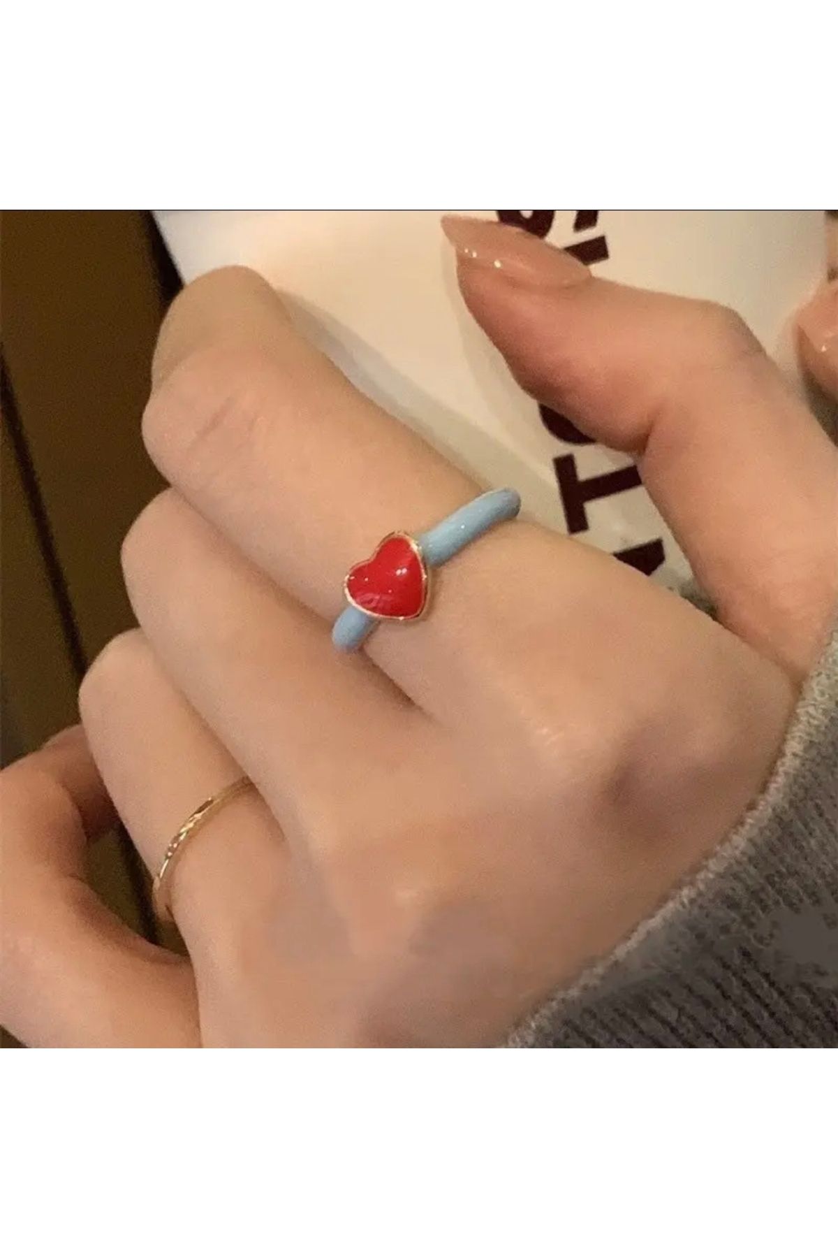 Pinkimaj Kalpli yüzük Mavi ayarlamalı
