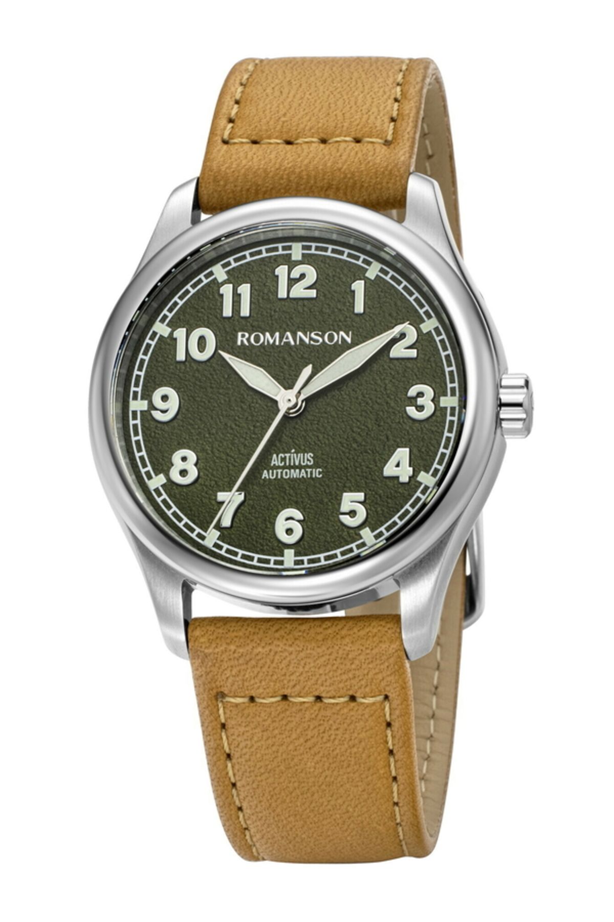 Romanson ALRM5BS015TWAD2W SAFİR CAM SWISS QUARTZ ÇELİK KASA DERİ KORDON TAKVİMLİ ERKEK KOL SAATİ