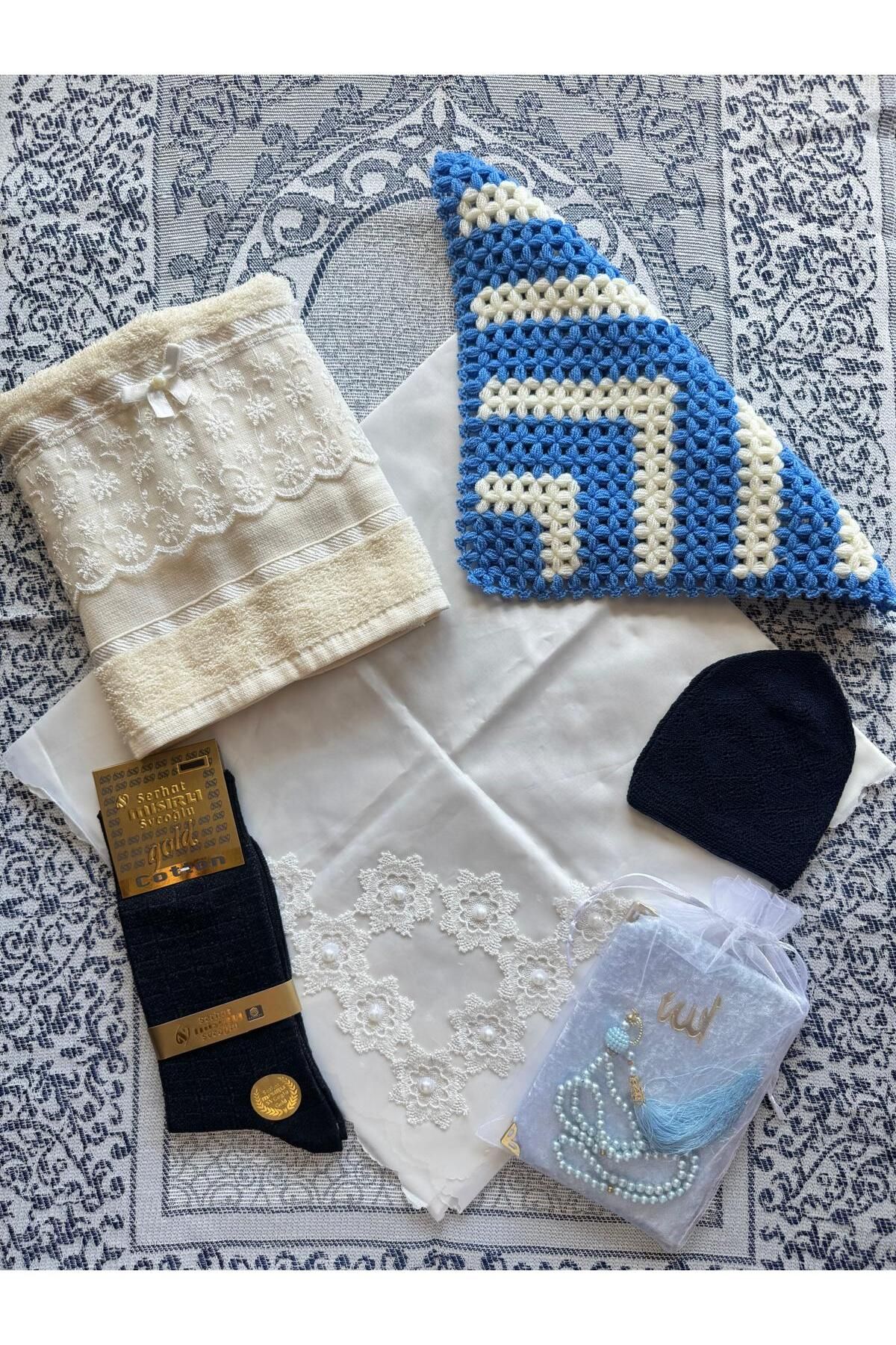 Şatilli Handmade Çeyizlik hediyelik düğün bohça damat koyu mavi bohça banyo lifi çeyizlik hediyelik havlu