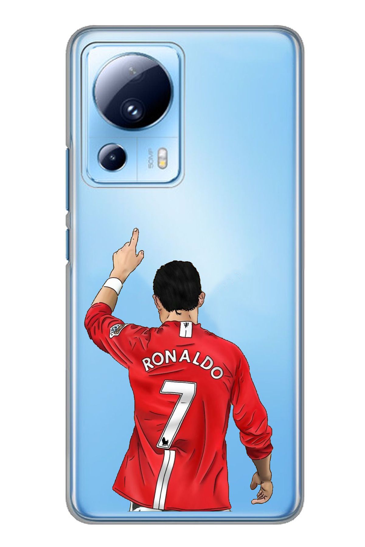 TechTree Xiaomi Mi 13 Lite Uyumlu C. Ronaldo Forma Tasarımlı Şeffaf Silikon Kılıf