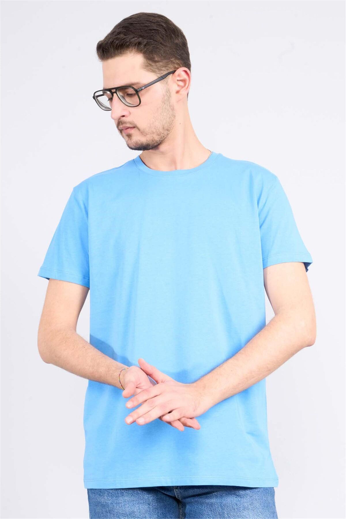 Mentality 2772 Erkek Bisiklet Yaka T-shirt Koyu Mavi