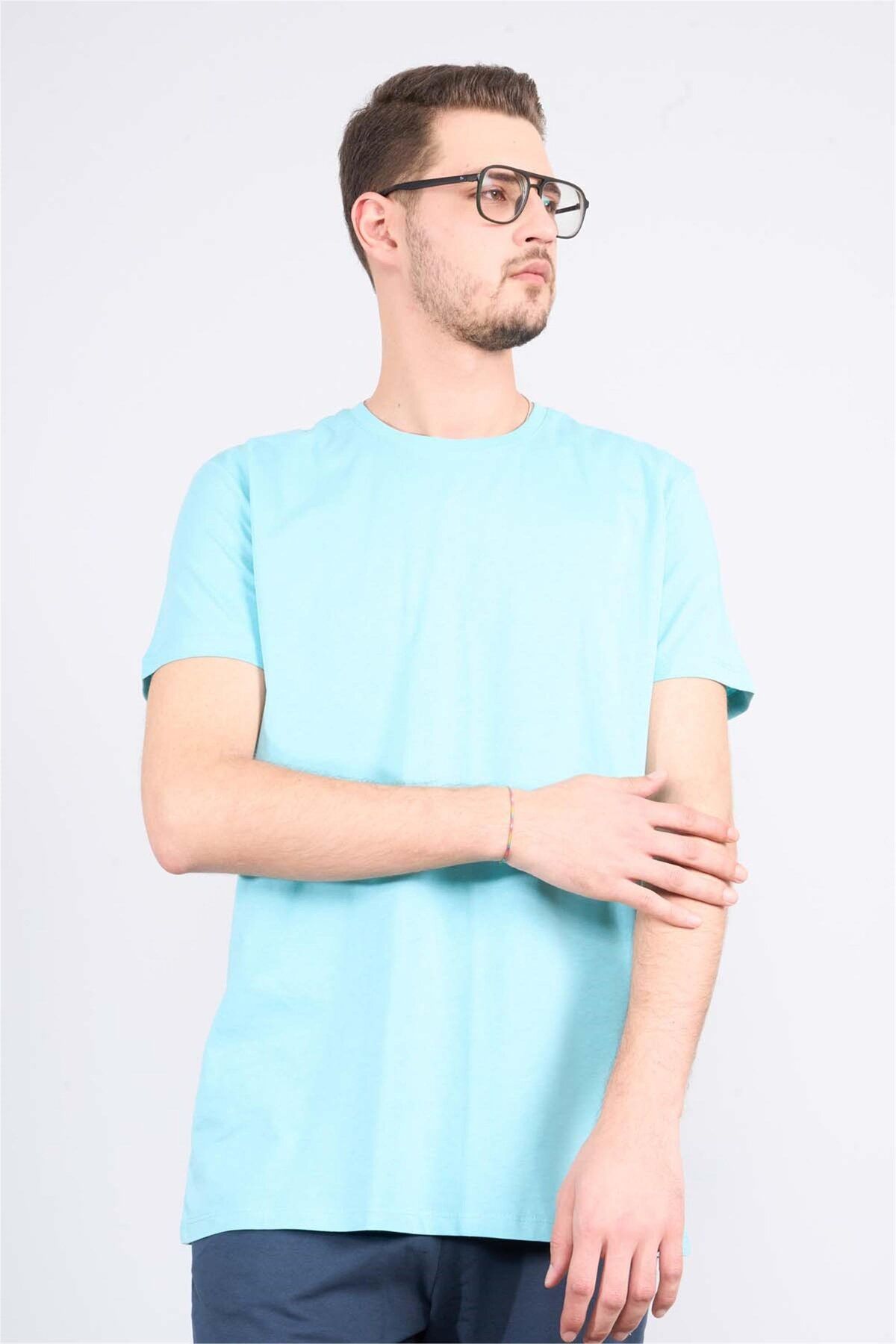 Mentality Çetinkaya Mentality 2772B -S Bisiklet Yaka Basic T-Shirt Turkuaz