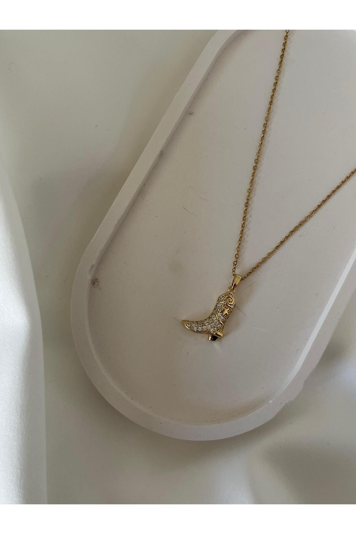 Çelik Gold kovboy çizme uçlu kolye