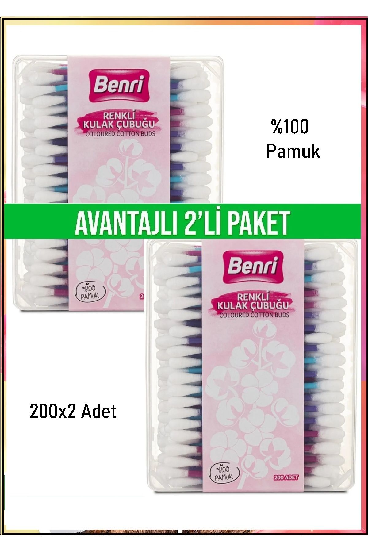 Stilyoner Renkli Kulak Çubuğu Seti 400 Adet (2x200 Adet)