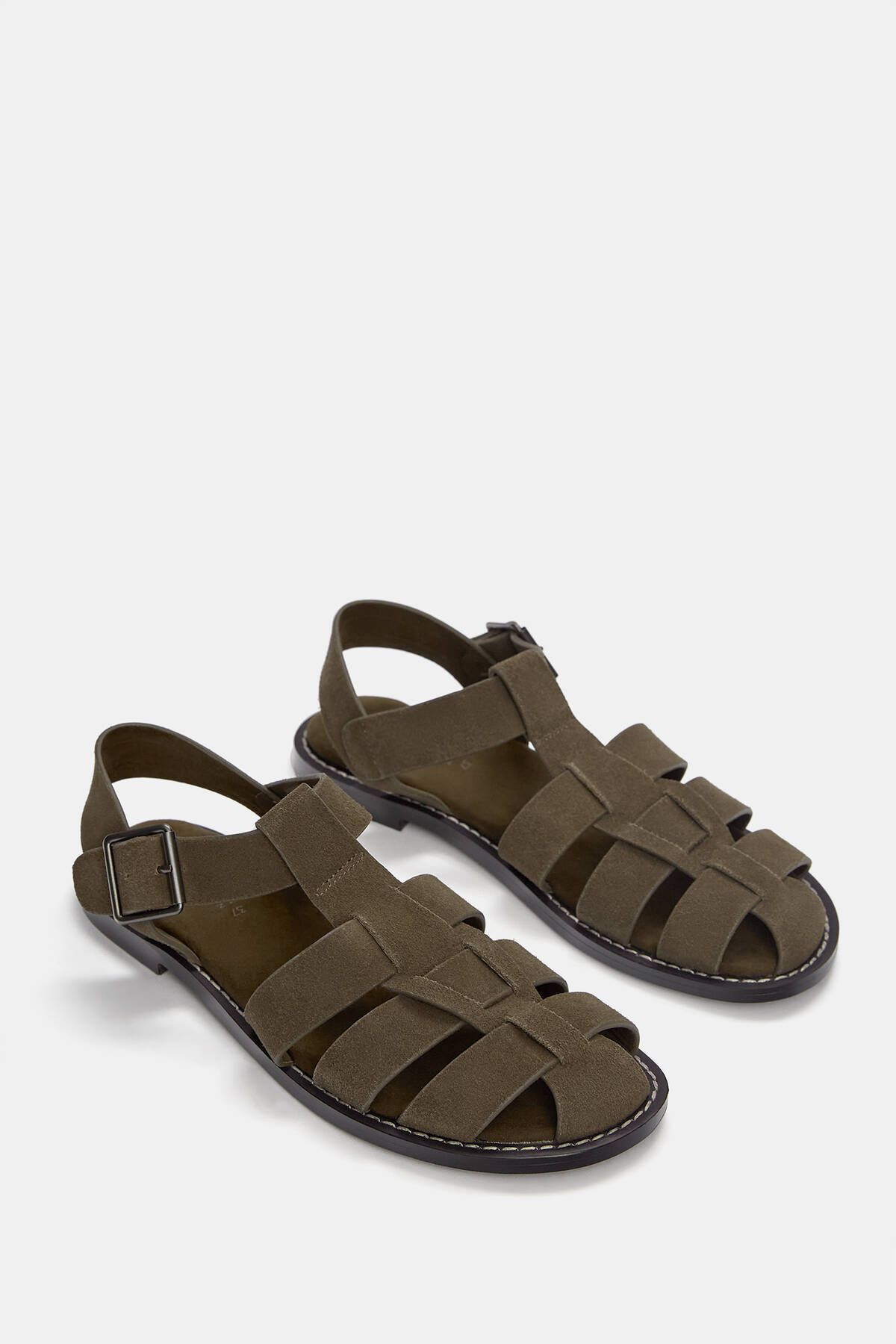 Butik Allbucks Pull and bear, Hakiki Gerçek Deri Bantlı Sandalet Abpnb1004