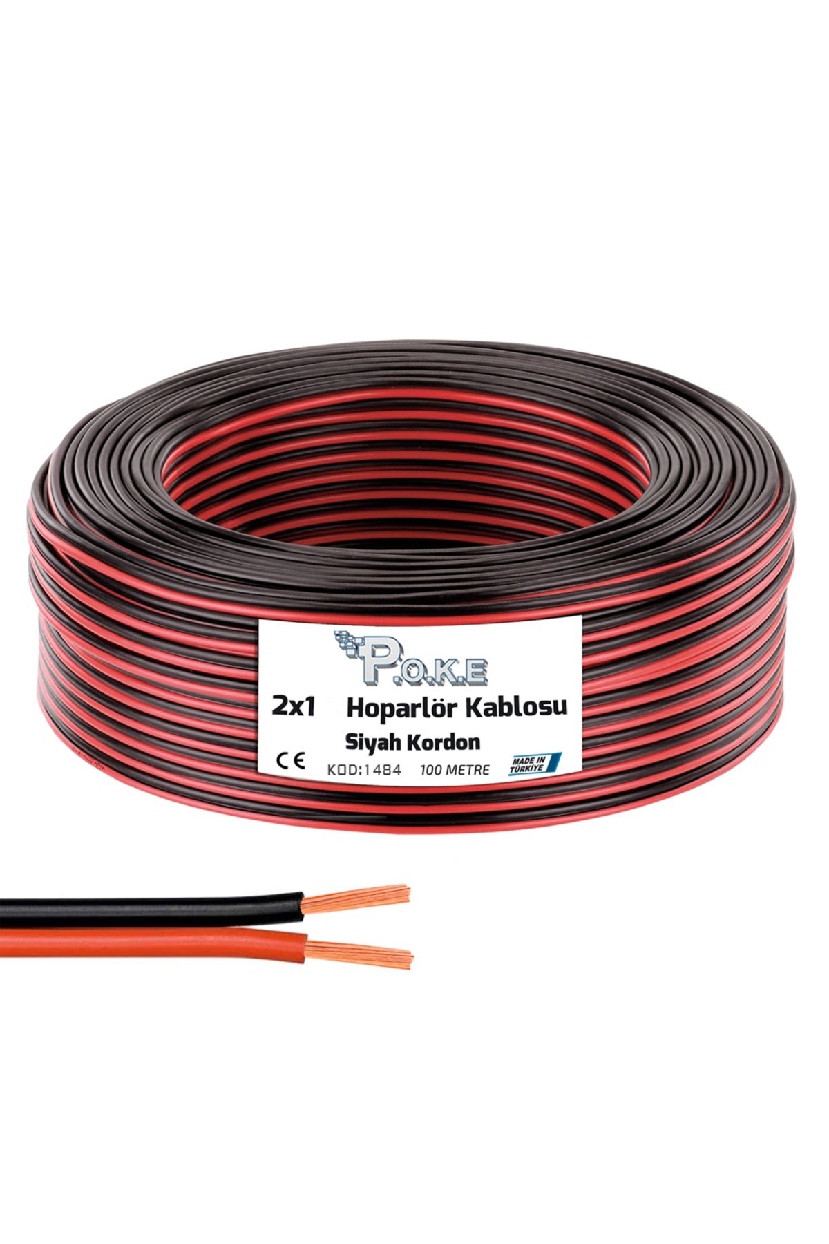 Poke 2x1 Hoparlör Kablosu Siyah Kordon 100 Metre Pk-1484
