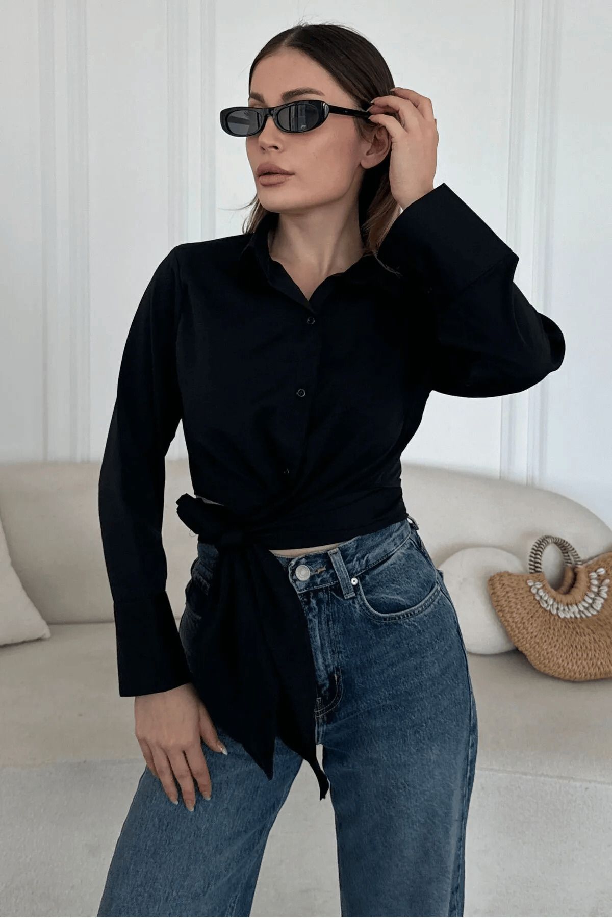 NUDEQUEEN Bağlamalı Poplin Gömlek