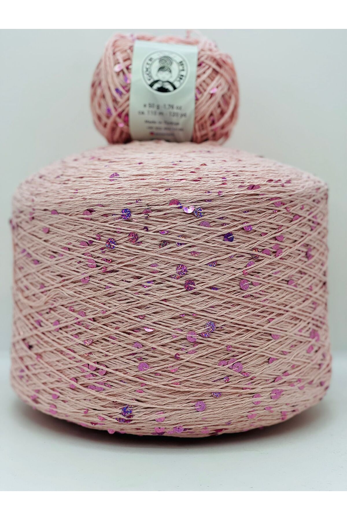 Bag Lanyard / Knitting Lanyard 100% cotton color light rose 3+6 Coarse scaly balls 50gr X 2 =100gr
