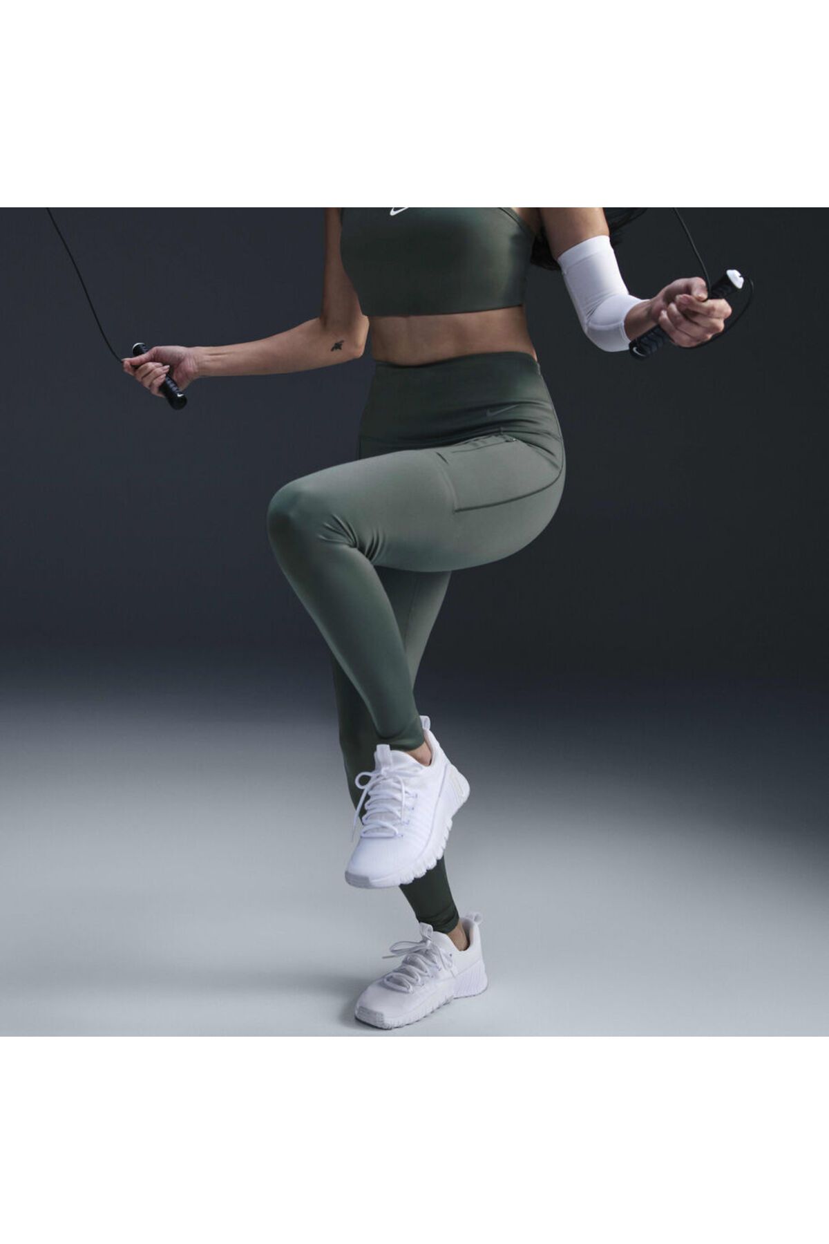 Nike Go Firm-Support High-Waisted With Pockets Running Yeşil Kadın Tayt