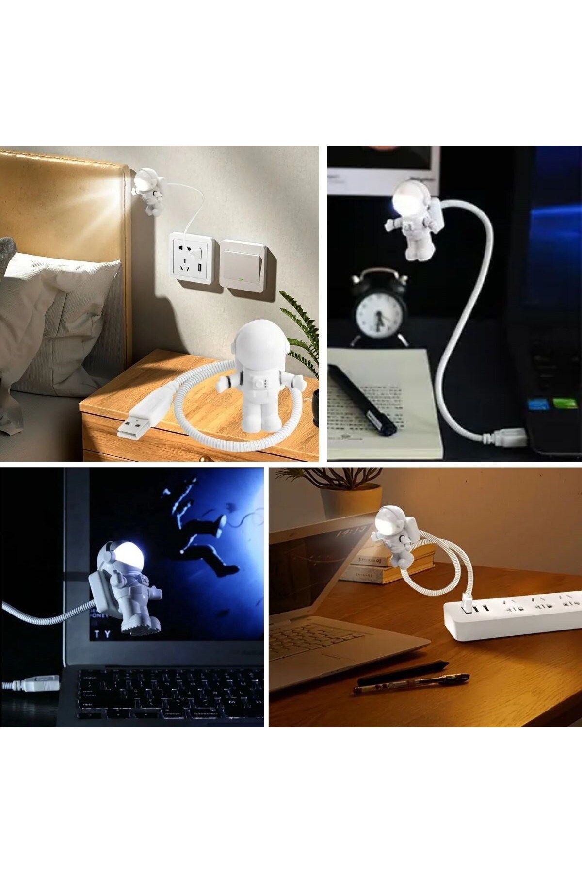 BirdoluSepet USB Astronot Gece Lambası, Masa Lambası, Kitap Okuma Lambası Işığı