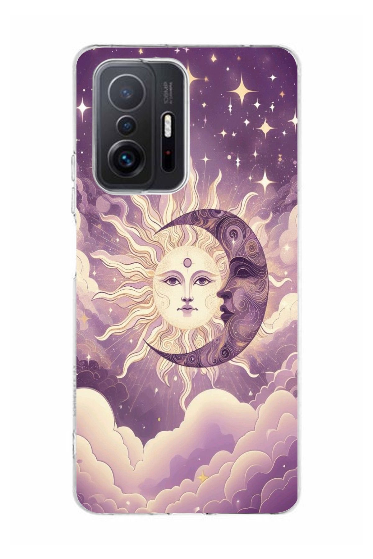 moonset Xiaomi Mi 11T / Mi 11T Pro Uyumlu Ay ve Güneş Tasarımlı Baskılı Şeffaf Telefon Kılıfı