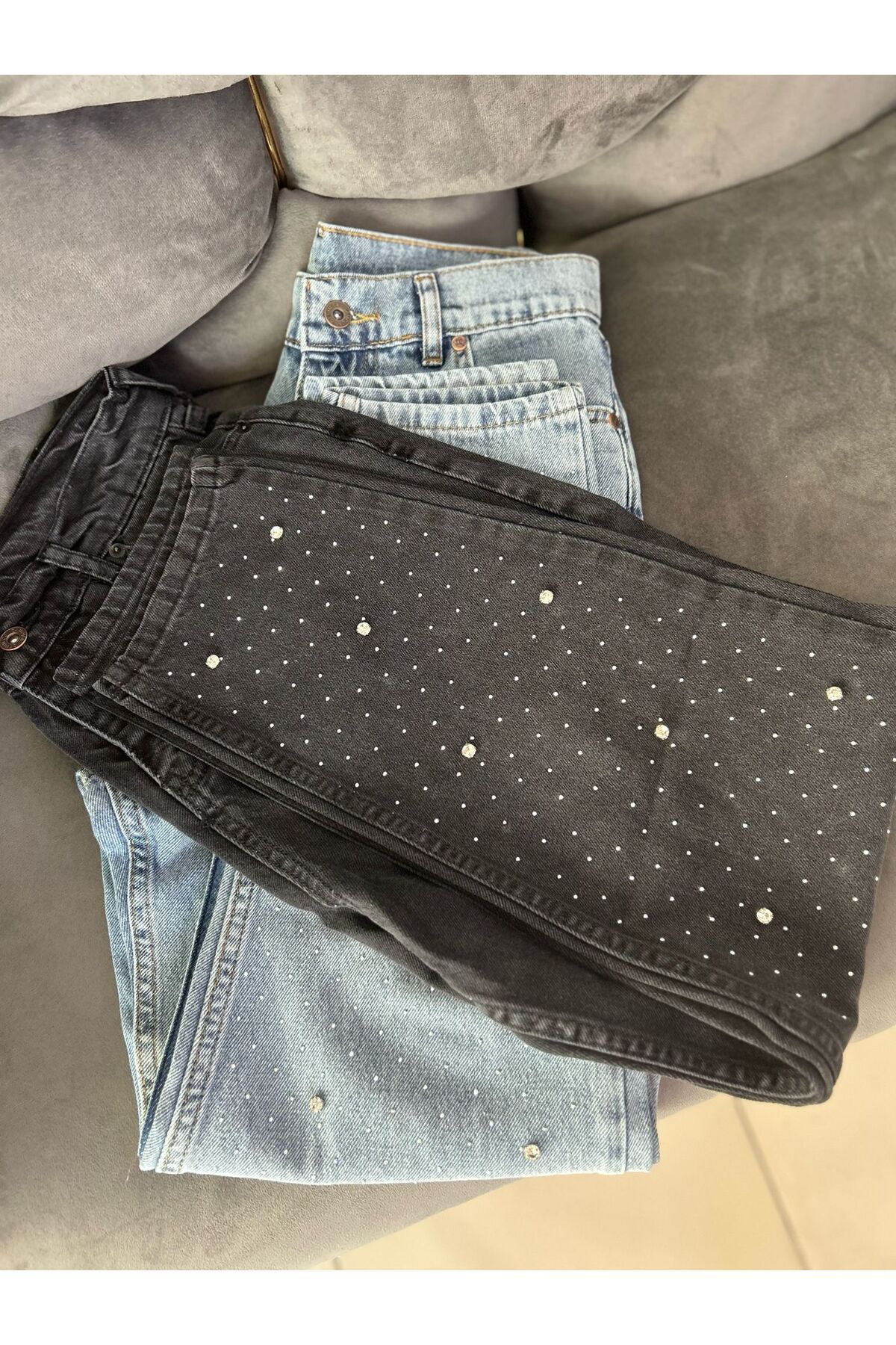 Meralles Taş Detaylı Denim Pantolon t-shirt