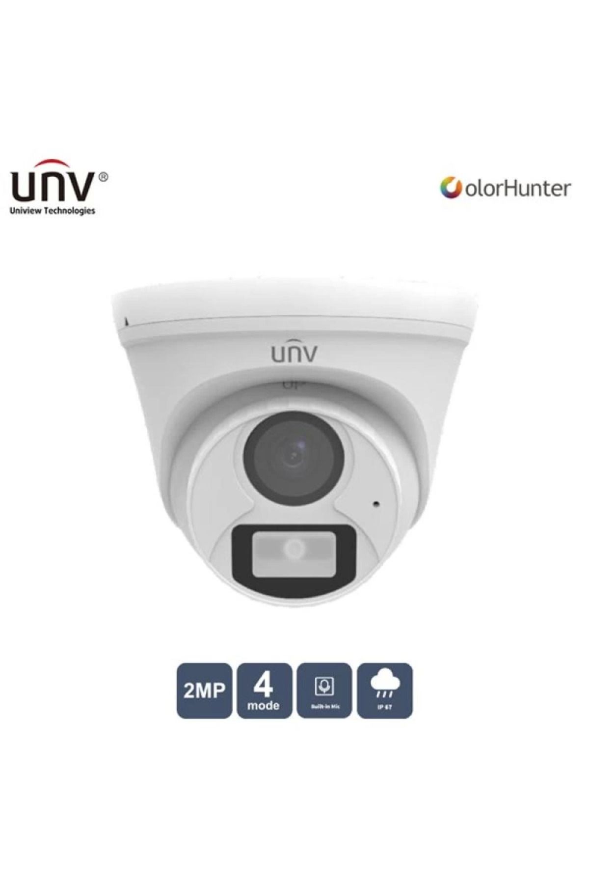 feifei Unv 2Mp Uac-T112-Af28-W 2.8Mm Colorhunter 20Mt Ip67 Ahd Dahili Ses Dome Kamera