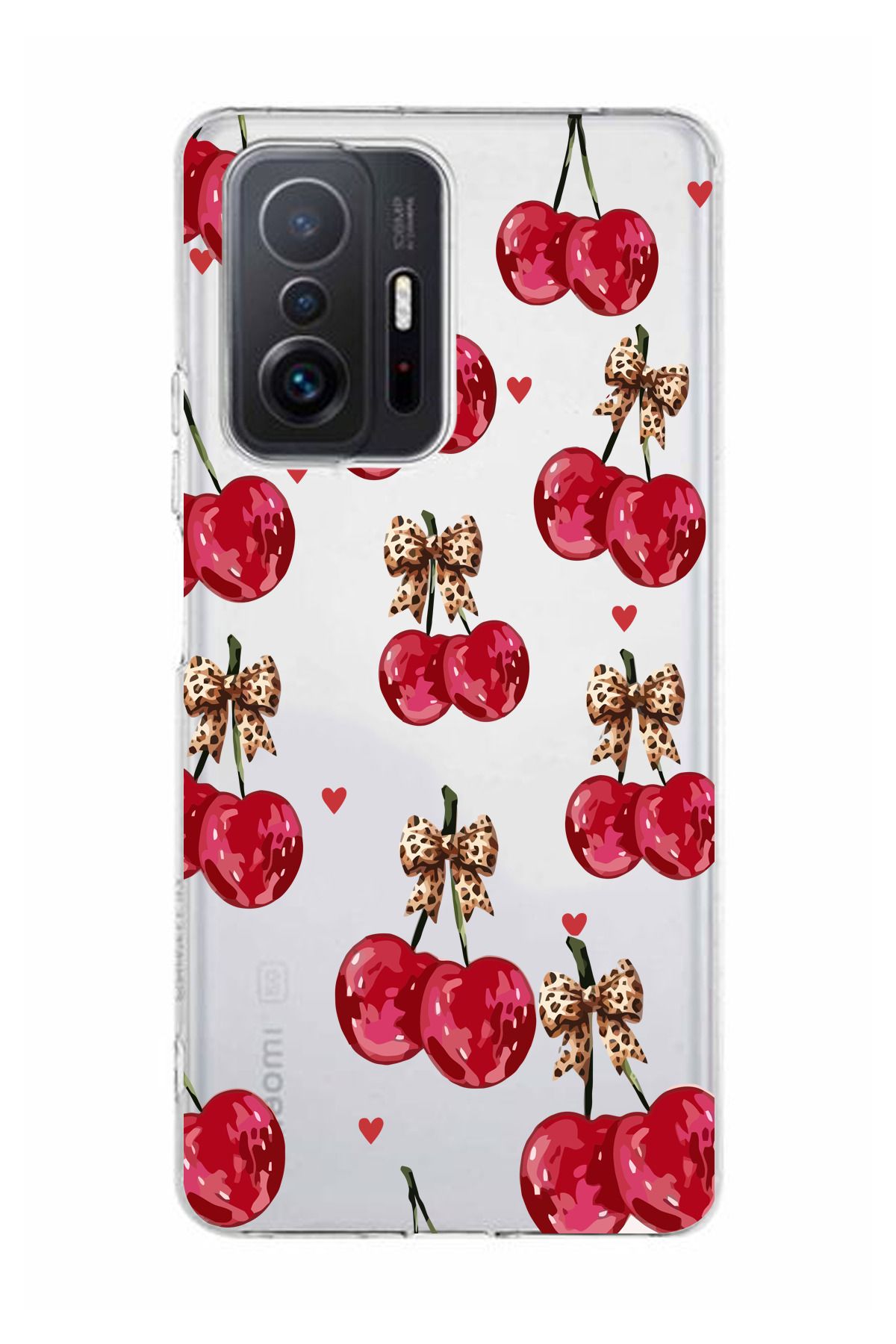 moonset Xiaomi Mi 11T / Mi 11T Pro Uyumlu Kiraz Tasarımlı Baskılı Şeffaf Telefon Kılıfı