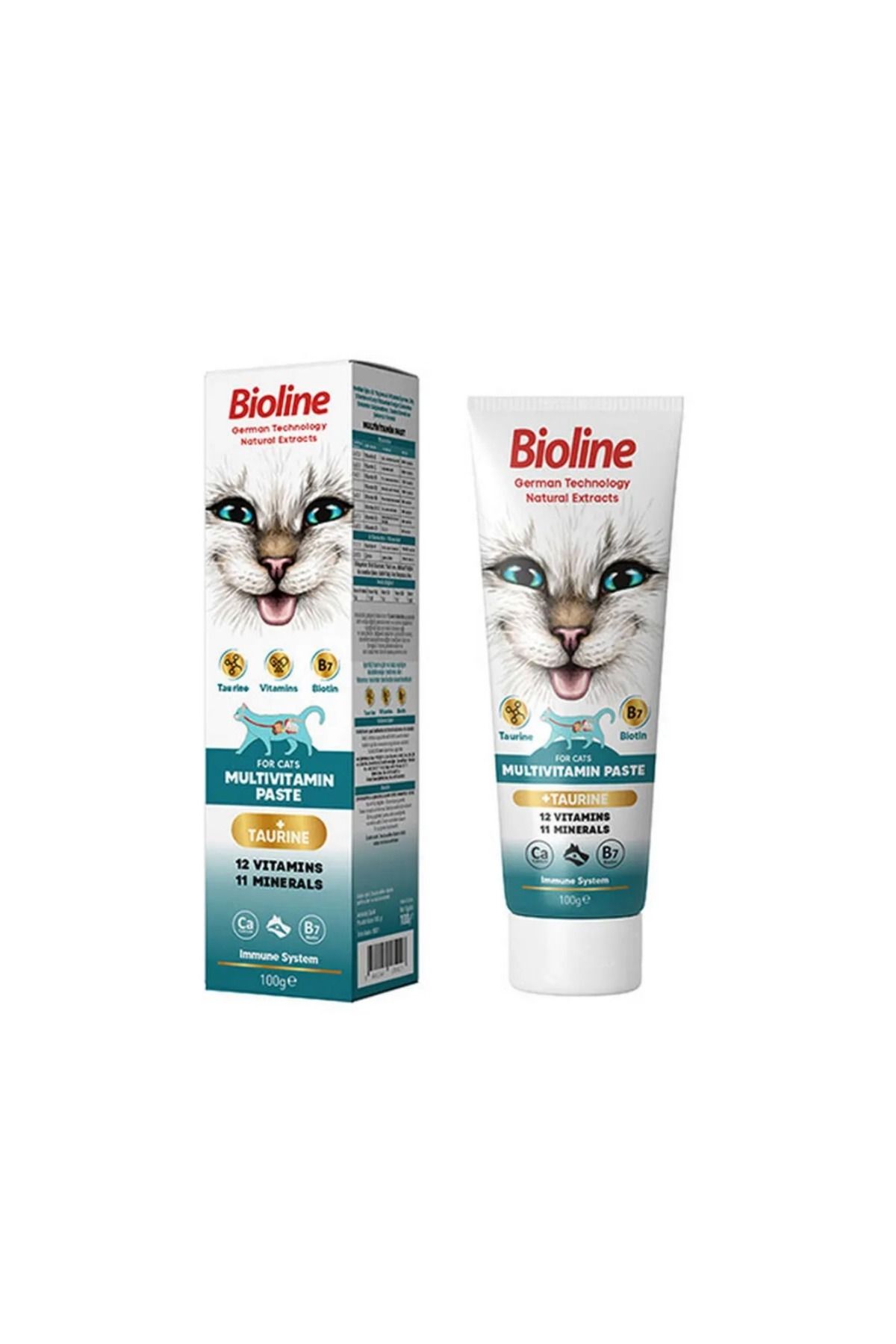 Bioline Multivitamin Paste Cat 100 gr – 12 Vitaminli, Taurinli Ve Şekersiz Kedi Macunu