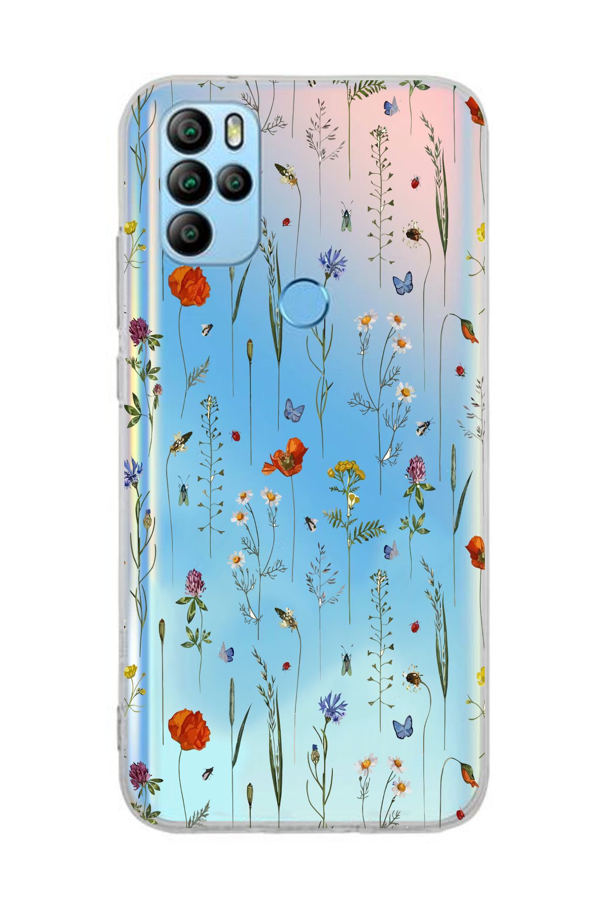 moonset General Mobile GM 21 Pro Uyumlu Çiçekler Tasarımlı Baskılı Şeffaf Telefon Kılıfı