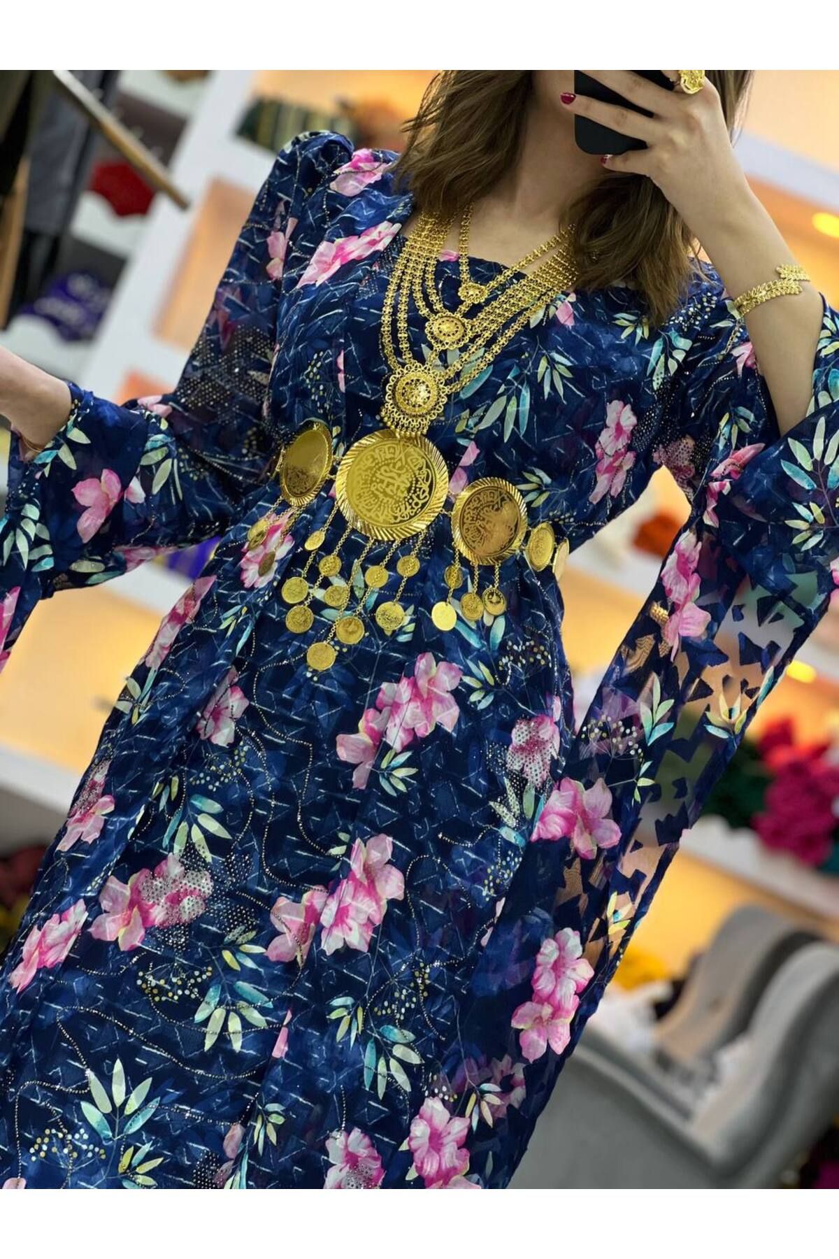 SOLİN YÖRESEL Kadın Yöresel Elbise Düğünlük Kaftan Abiye (Görseldeki Aksesuarlar Dahil Değildir)