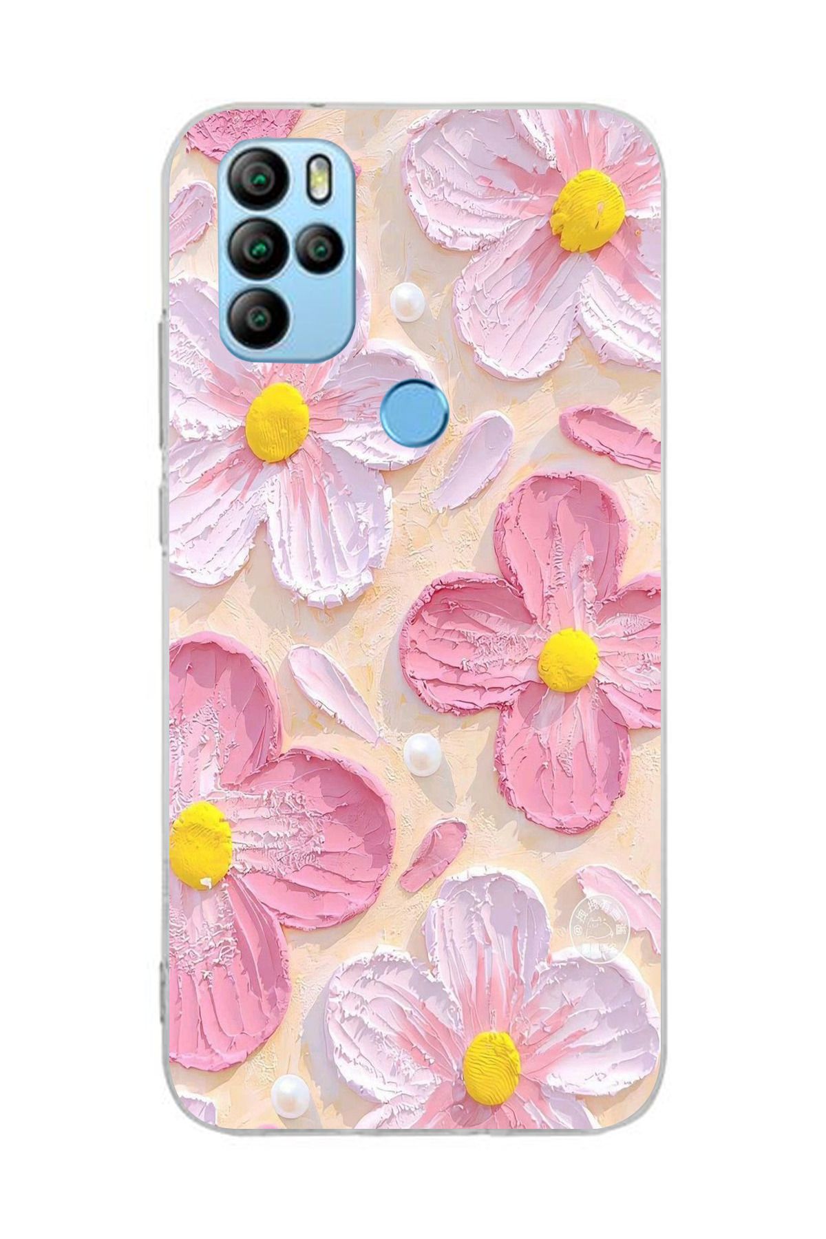 moonset Omix X300/X500 Uyumlu Pastel Çiçek Tasarımlı Baskılı Şeffaf Telefon Kılıfı