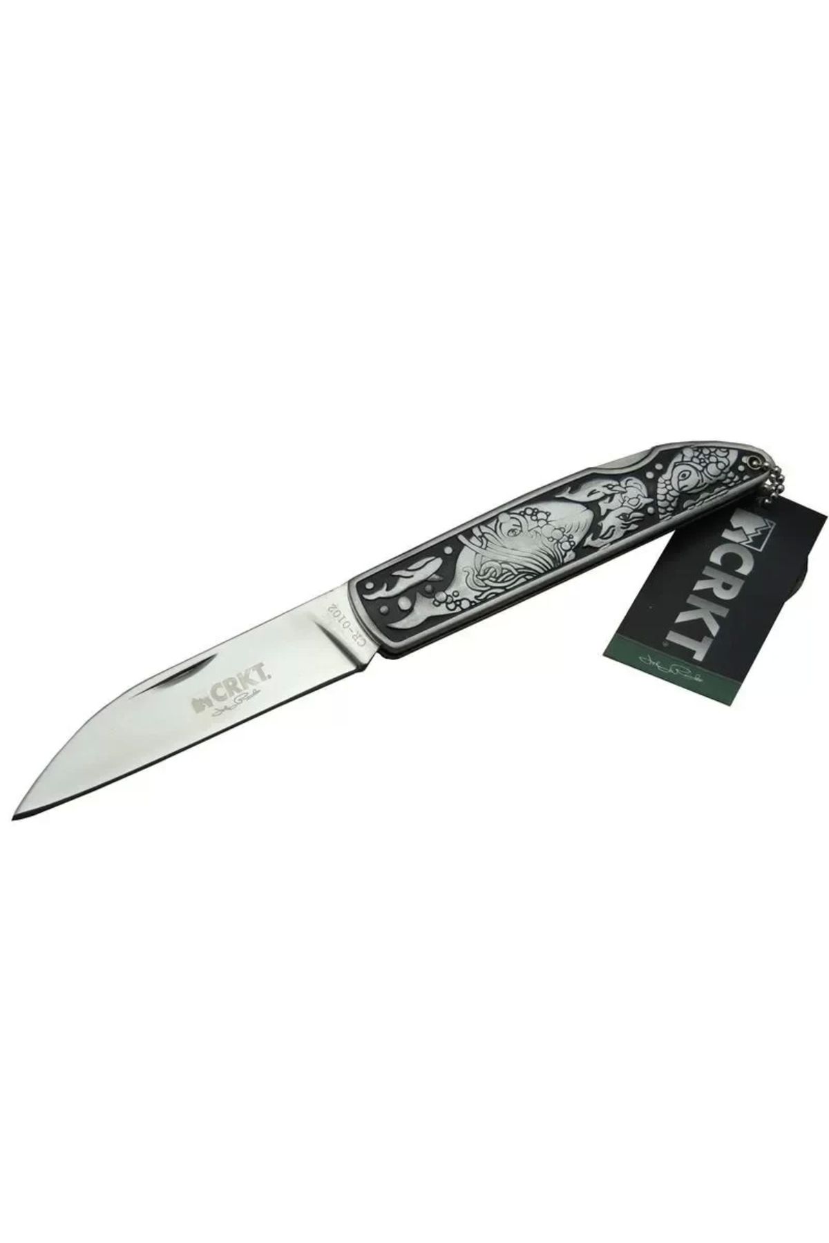 ureticiniz Cr 0102 Kamp Çakı 20 Cm - Balık Desenli Metal Sap, Kılıflı, Kutulu