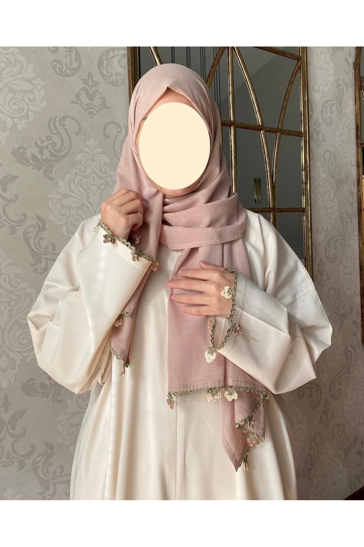 Nimet Abla Butik-Hand Embroidered Prayer Robe Suit 6