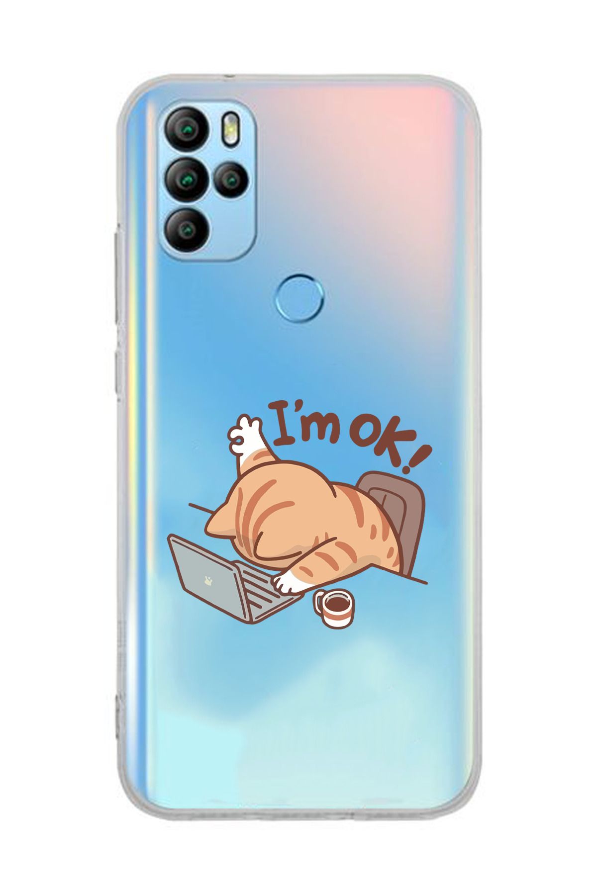 moonset General Mobile GM 21 Pro Uyumlu Sevimli Kedi Tasarımlı Baskılı Şeffaf Telefon Kılıfı