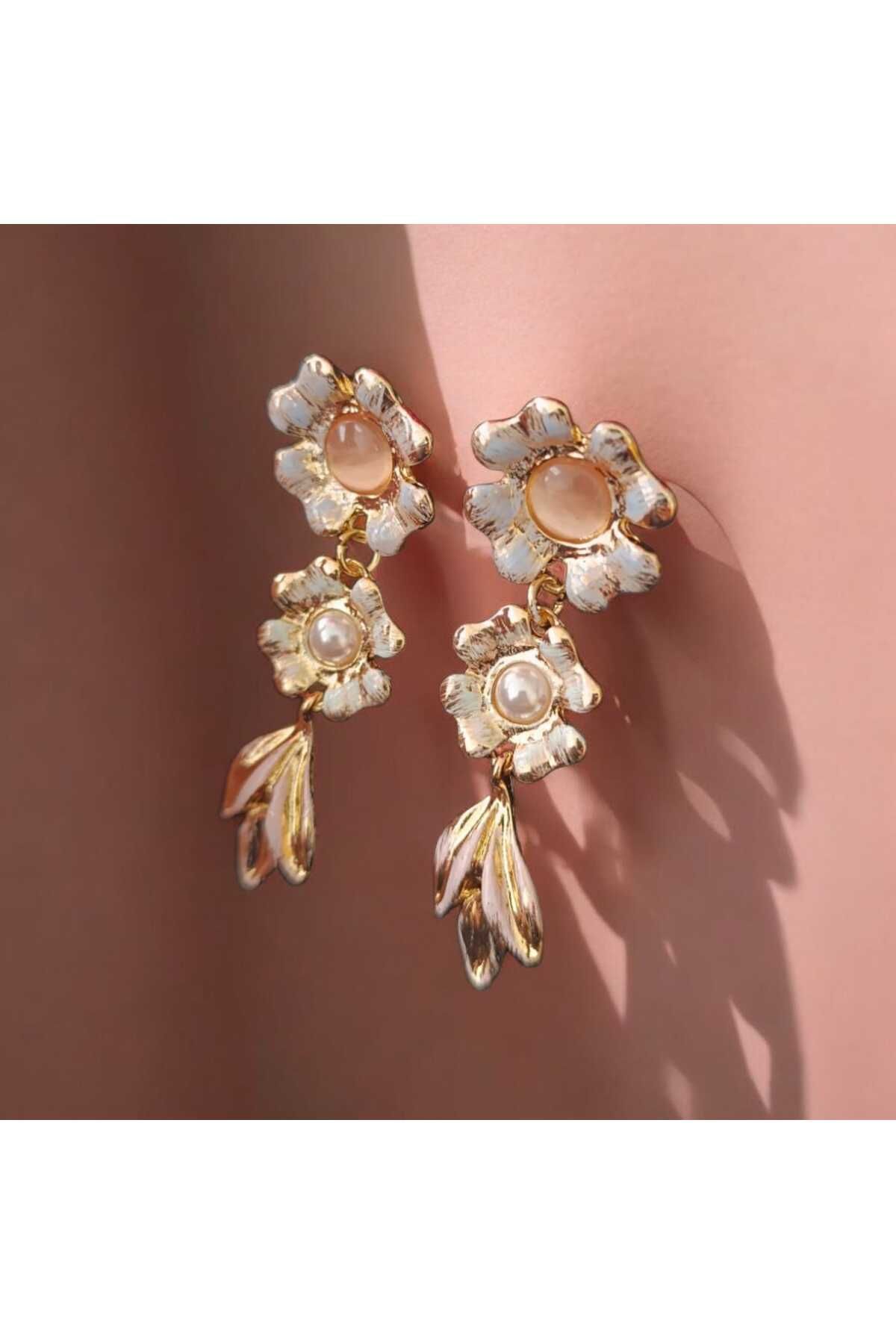 staınless steel RUSECA JEWELRY ÇİÇEK MOTİFLİ CHARM KÜPE (2)