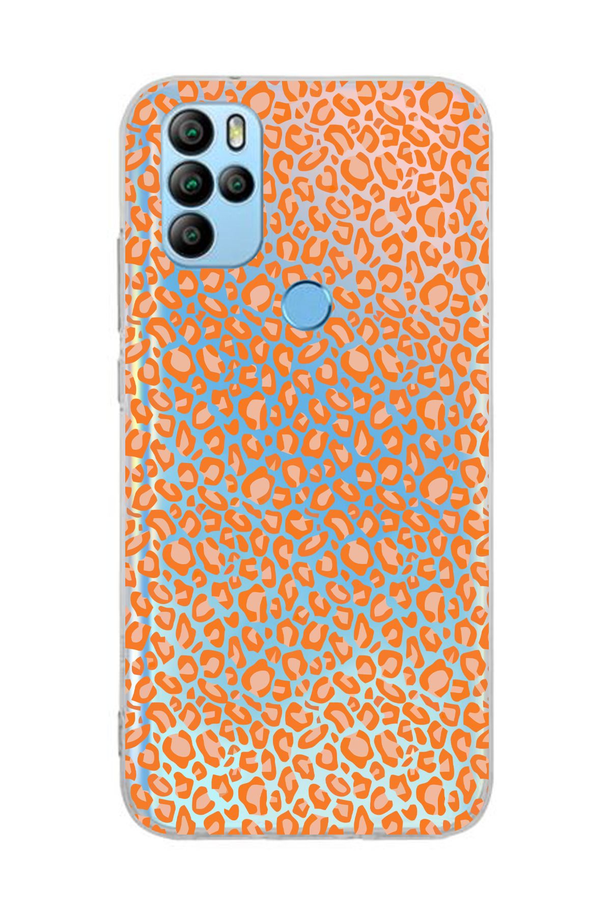 moonset Omix X300/X500 Uyumlu Turuncu Leopar Tasarımlı Baskılı Şeffaf Telefon Kılıfı