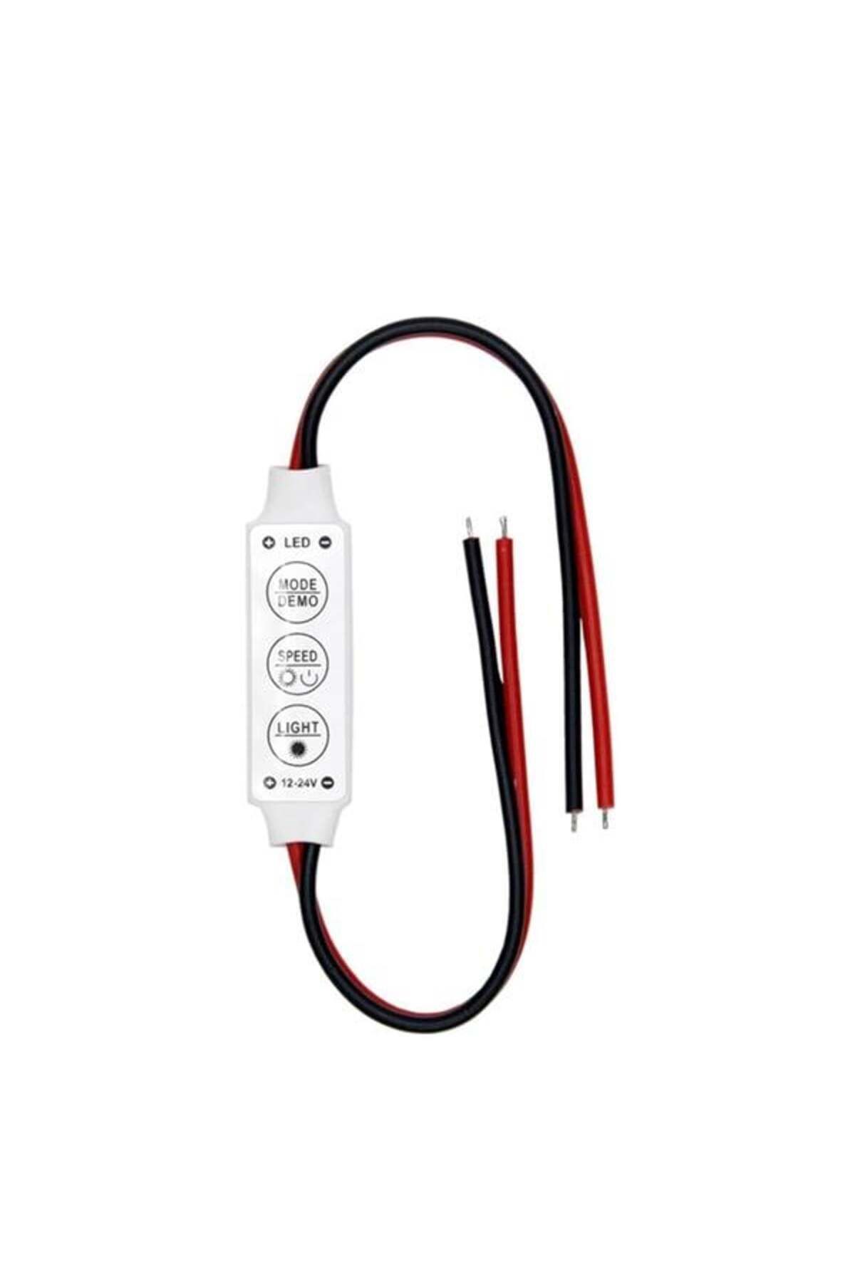 robotrend Powermaster 12-24 Volt Mini Üç Tuşlu Tek Renkli Led Kontrol Cihazı (Kırmızı - Siyah Kablo)