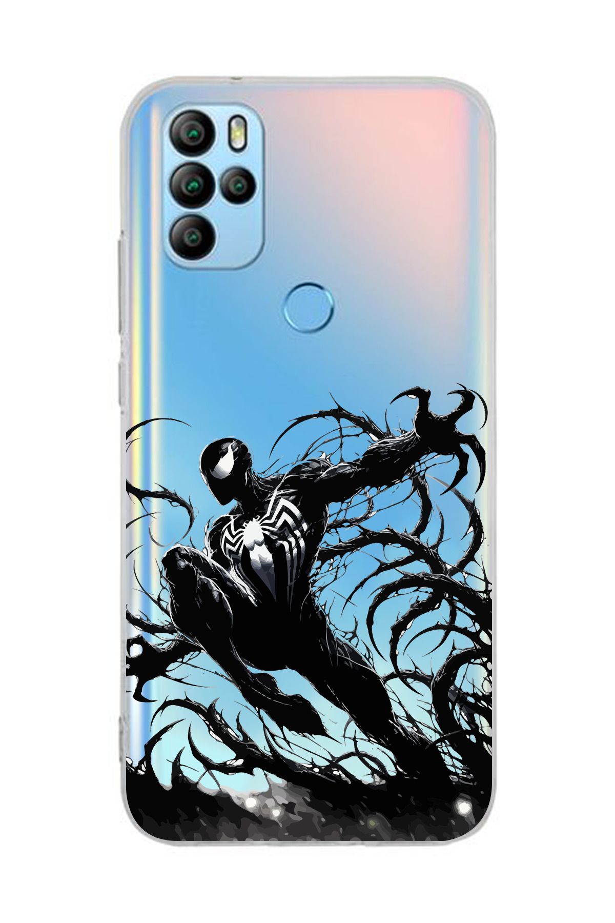 moonset General Mobile GM 21 Pro Uyumlu Siyah Örümcek Tasarımlı Baskılı Şeffaf Telefon Kılıfı