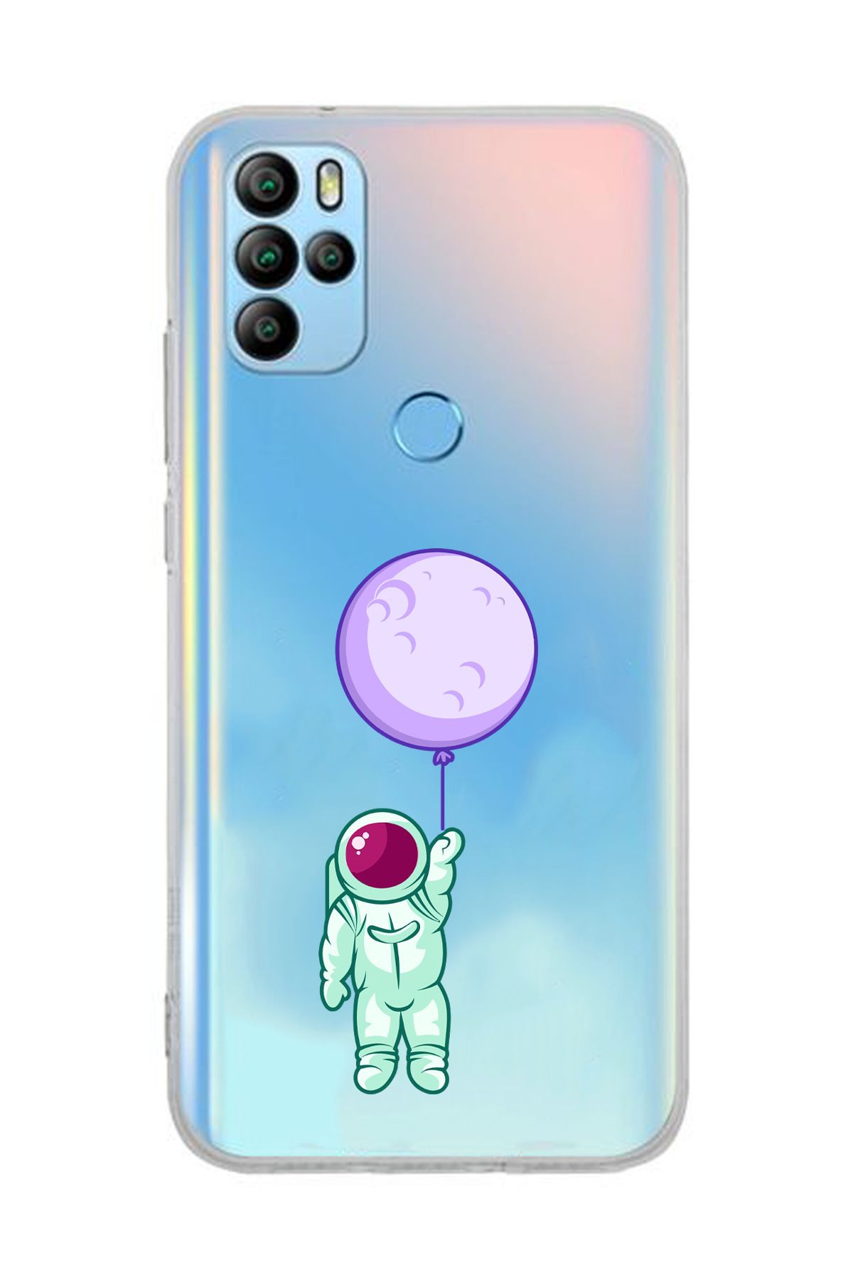 moonset Omix X300/X500 Uyumlu Astronot Tasarımlı Baskılı Şeffaf Telefon Kılıfı