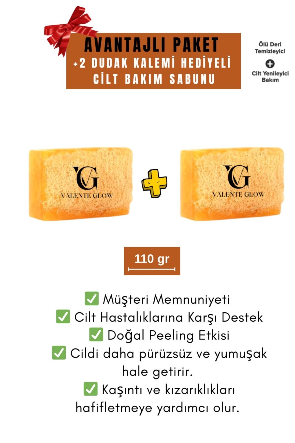 Valente Glow 2’li Gözenek Sıkılaştırıcı & Leke Karşıtı – Peeling Etkili Sabun|hediye Dudak Kalemi