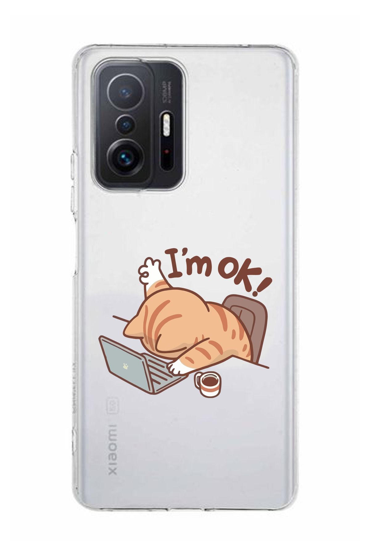 moonset Xiaomi Mi 11T / Mi 11T Pro Uyumlu Sevimli Kedi Tasarımlı Baskılı Şeffaf Telefon Kılıfı