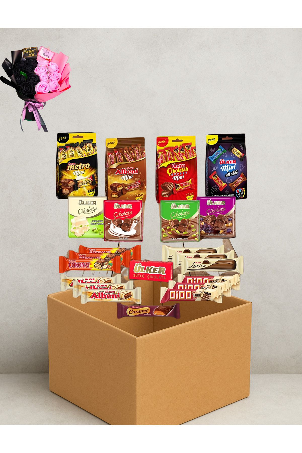 KibarGsmMarket SENDEN ÖNCE SENDEN SONRA GÜL BUKETİ& ÇİKOLATA ALL STAR PAKETİ