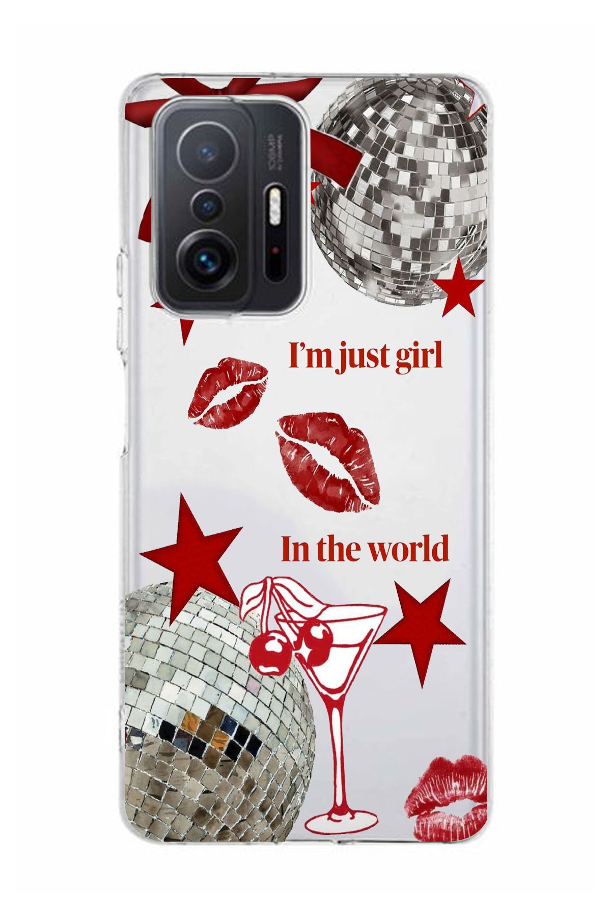 moonset Xiaomi Mi 11T / Mi 11T Pro Uyumlu Im Just Girl Tasarımlı Baskılı Şeffaf Telefon Kılıfı