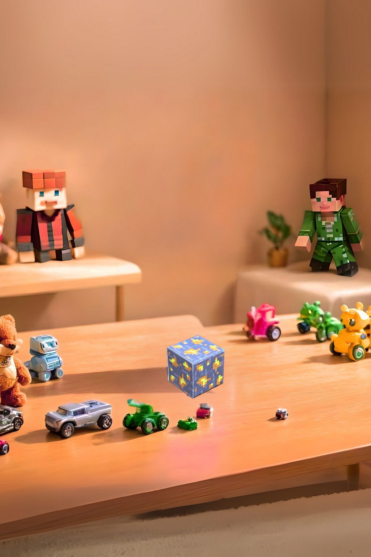 3DreaMaker Minecraft Temalı Manyetik Küpler -Altın Bloğu- Manyetik Minecraft Bloklar (3 adet) - Eğitici Oyuncak