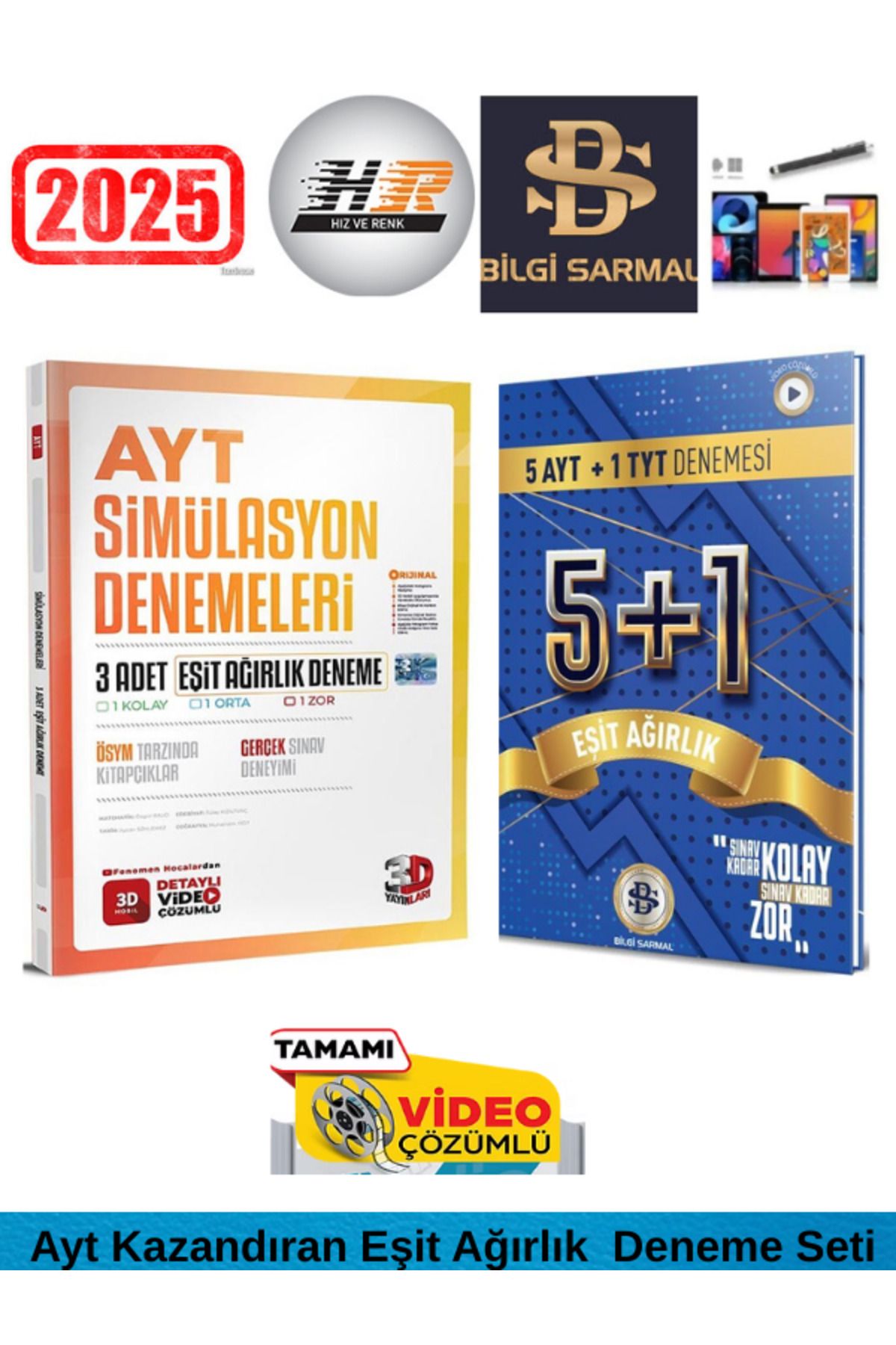 3D Yayınları Simulasyon Ayt Eşit Ağırlık 3 Genel Deneme+Sarmal Ayt Eşit Ağırlık 5+1 Genel Deneme Seti+Kalem