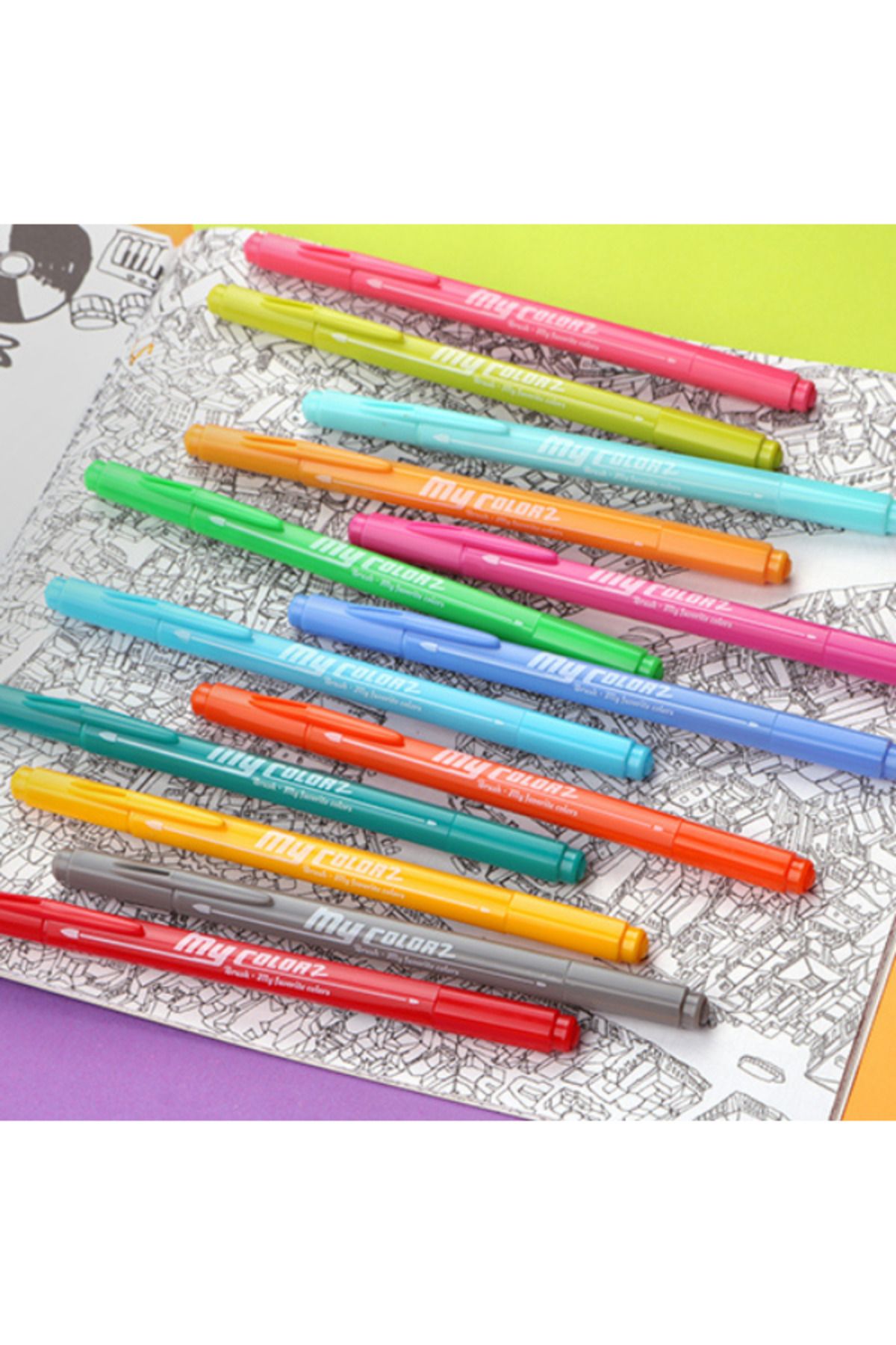 Dong-A-My Color Double Sided Brush Tip Felt Tip Pen 12 Colors 3