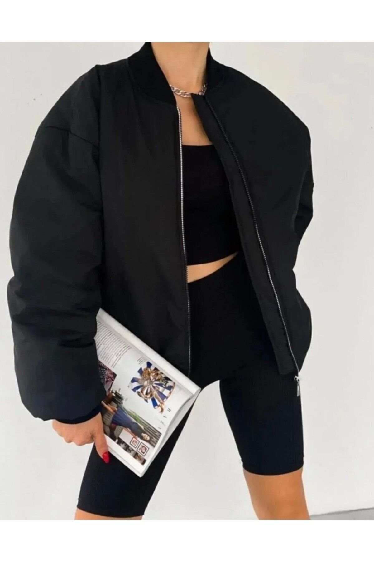 Stor BOMBER: Sınırsız Tarzın Sembolü! Unisex Siyah Oversize Ceket - Özgürlüğünü Giydir!