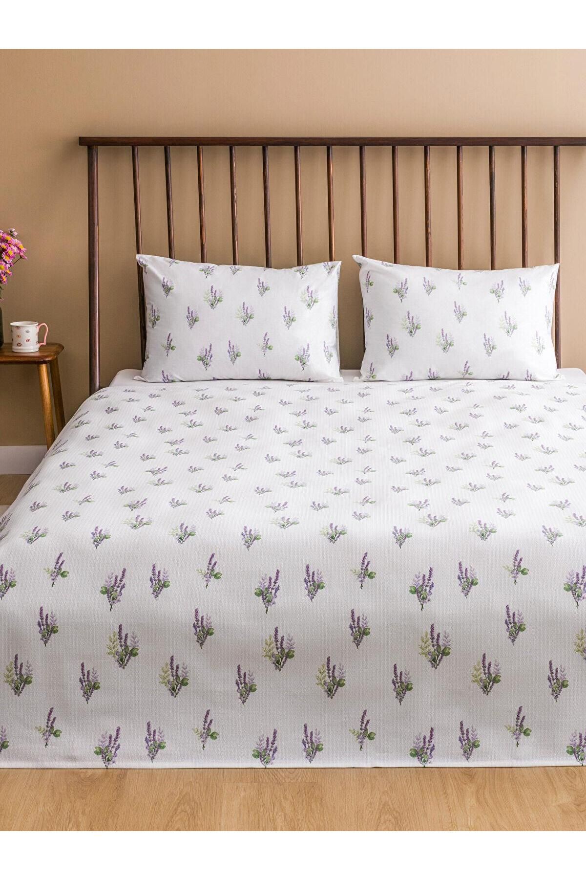 LC Waikiki LCW HOME Karişik Çiçek Nakışlı Pamuklu Çift Kişilik Pike Seti (S5)