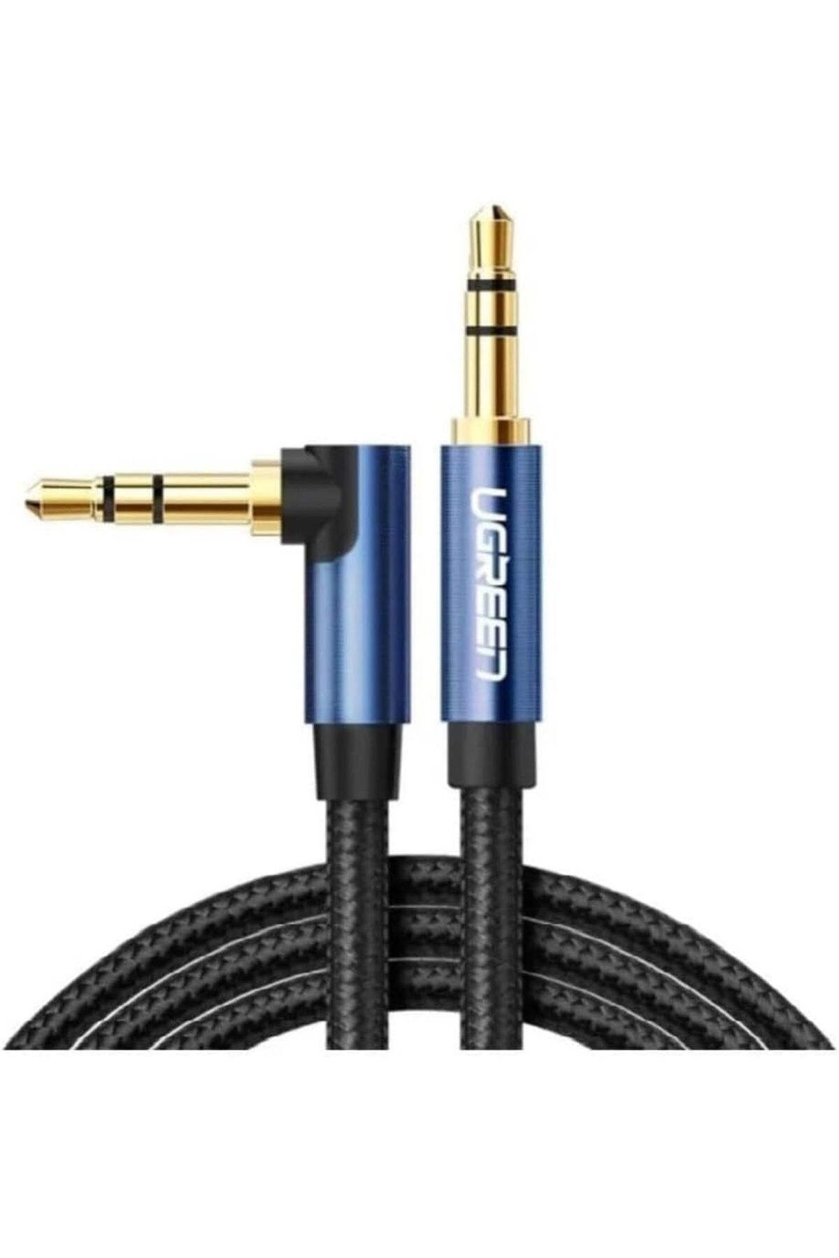 DERİK KADROĞLU 90 Derece L Tipi 3.5 mm Aux Ses Kablosu Mavi 2 Metre Yeni 1107872