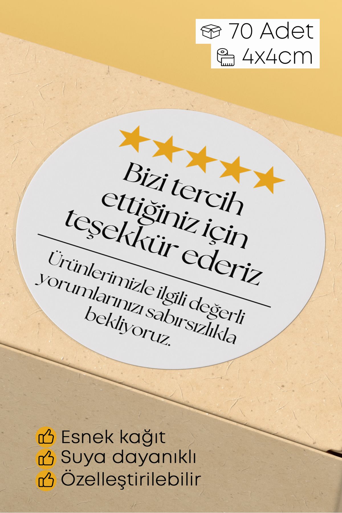 alışveriş kurdu Sticker Paketleme Kargo Ambalaj Etiketi - 4x4cm 70 Adet
