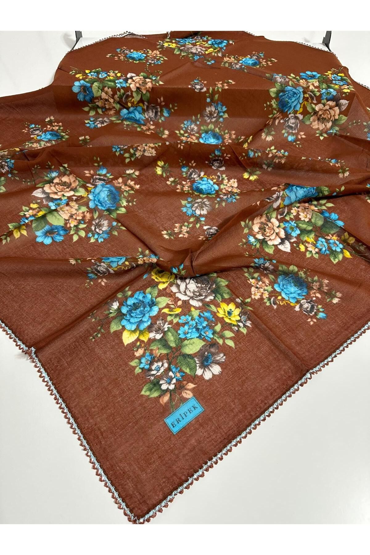 Eripek Oyalı Pamuk Tülbent- 05097 95 X 95 Kahverengi 12