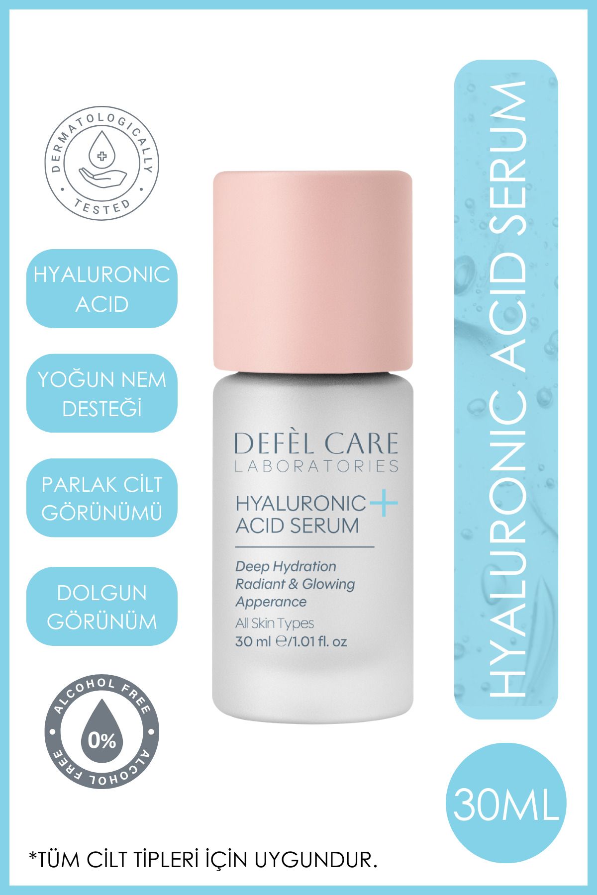 Defel Care Hyaluronic Acid Serum Derin Nemlendirme Işıltılı ve Dolgun Cilt Görünümü (30 ml)