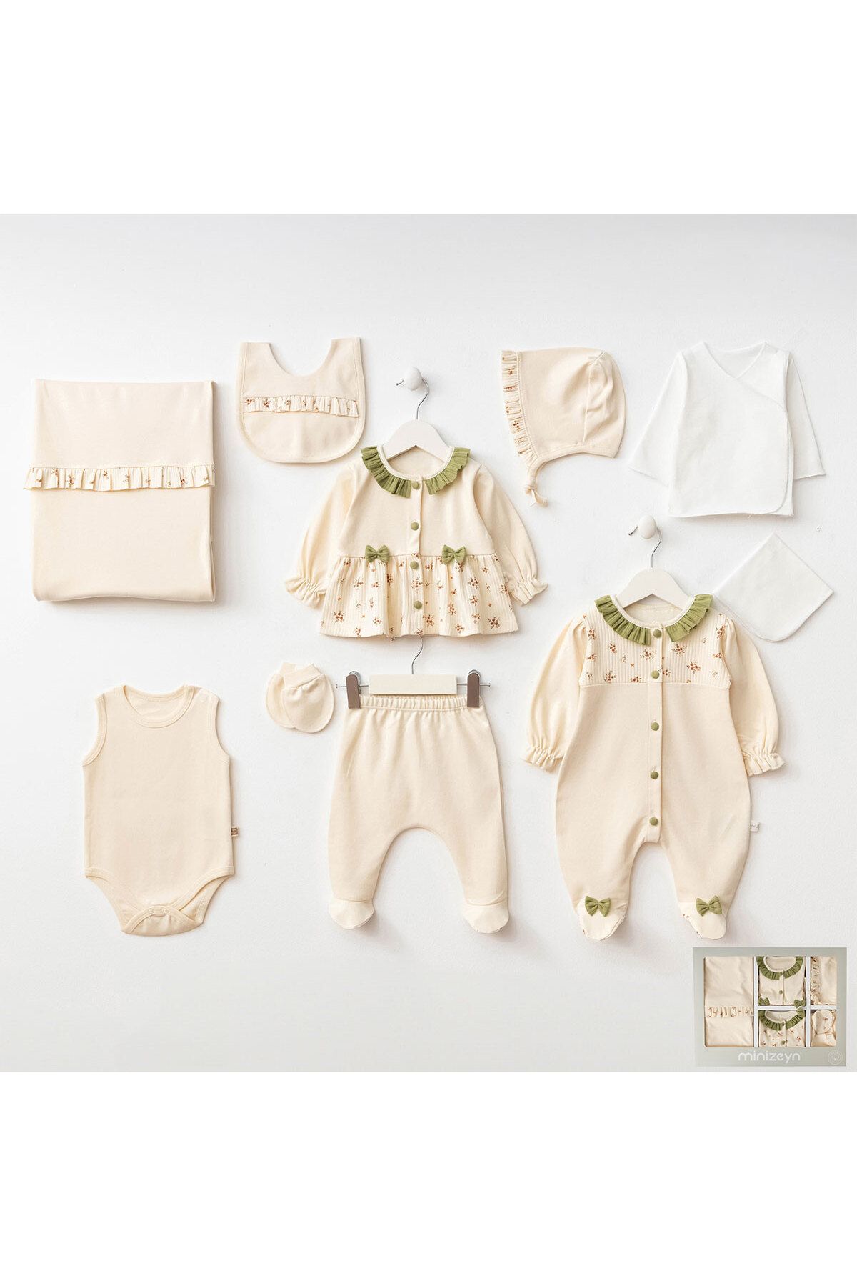 Newborn Baby MOONASELF BABY ÇITIR ÇİÇEKLİ 10'LU HASTANE ÇIKIŞ SETİ