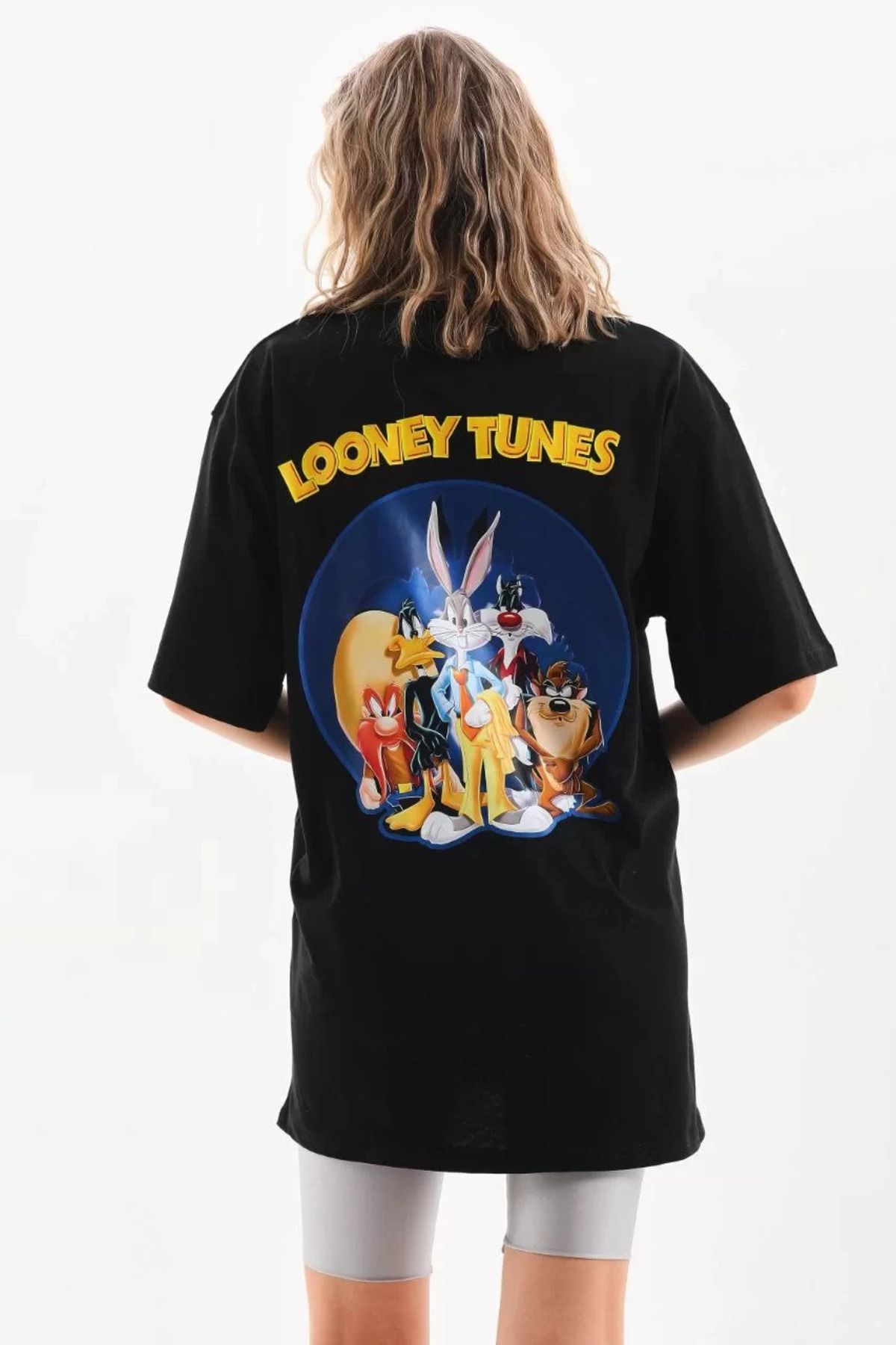 FantaziAtölyesi Unisex Baskılı Oversize T-Shirt - Siyah