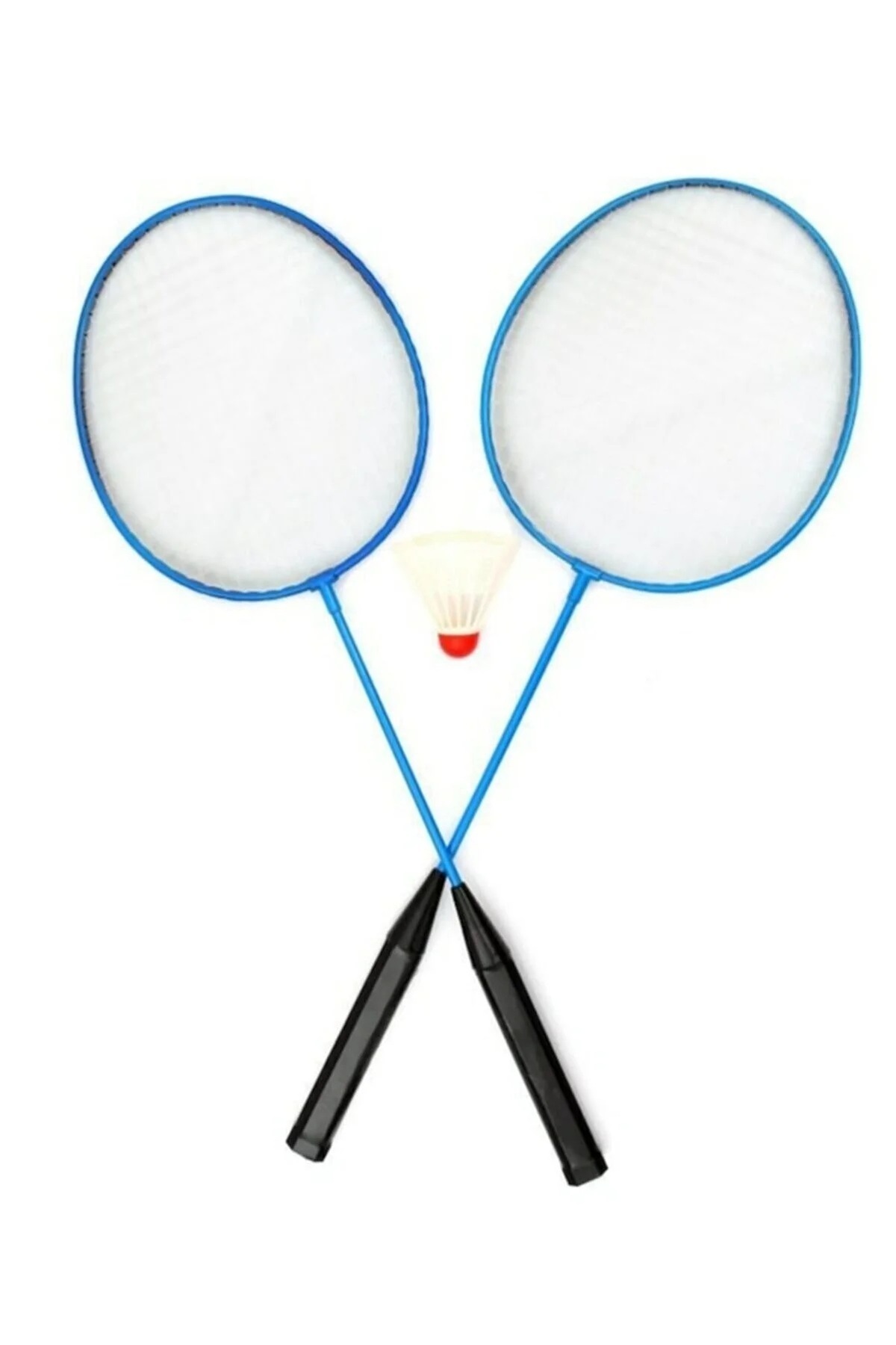 AKSAN Mavi Renkli Badminton Raket Seti - 2 Adet Raket + 1 Adet Top