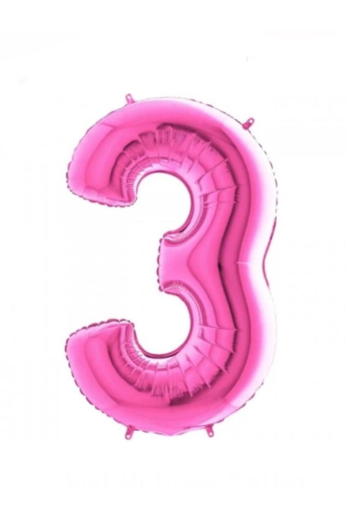 MİNAY 3 RAKAM FOLYO BALON KOYU PEMBE RENK 40" 100cm