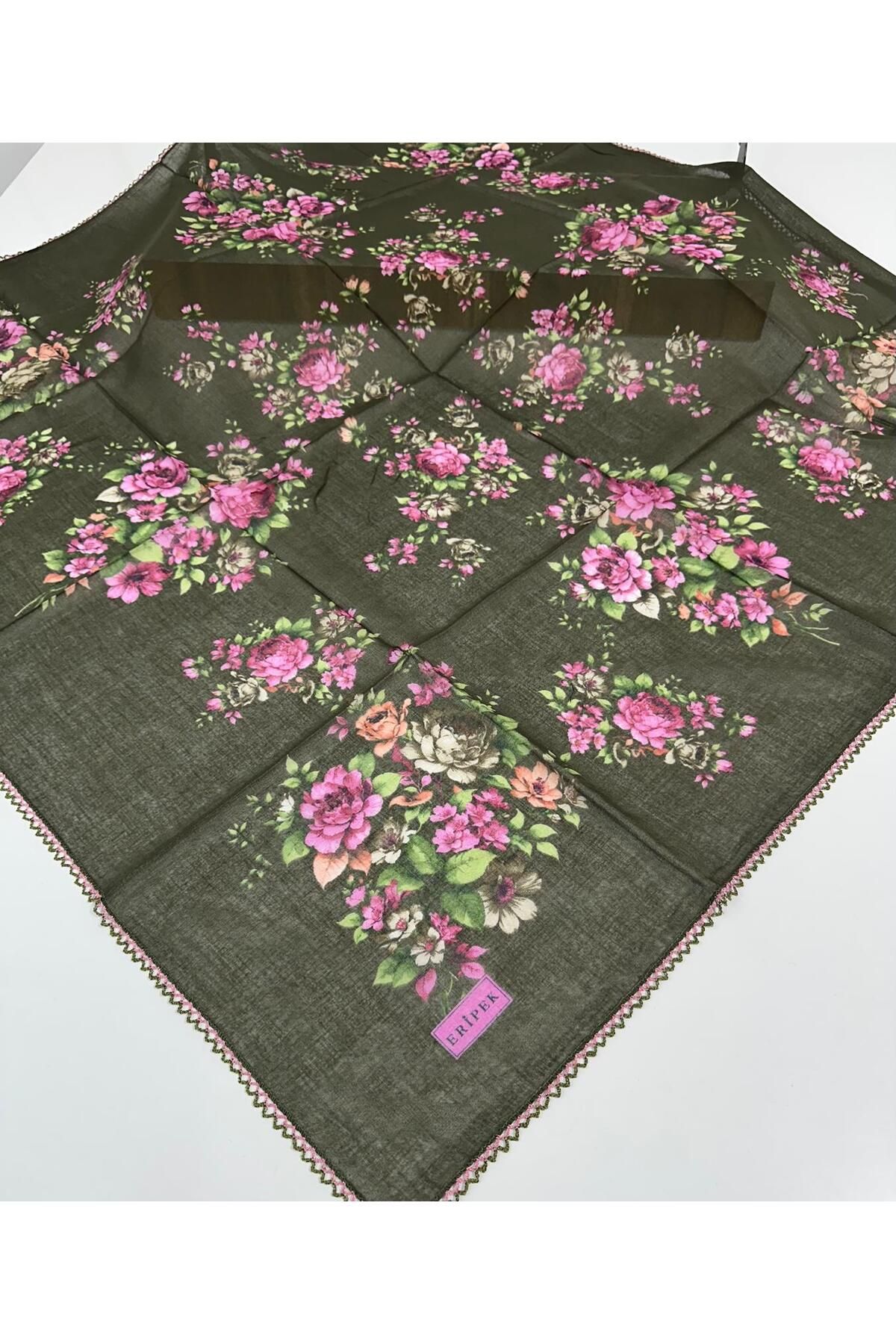 Eripek Oyalı Pamuk Tülbent- 05098 95 X 95 Haki Yeşil 29