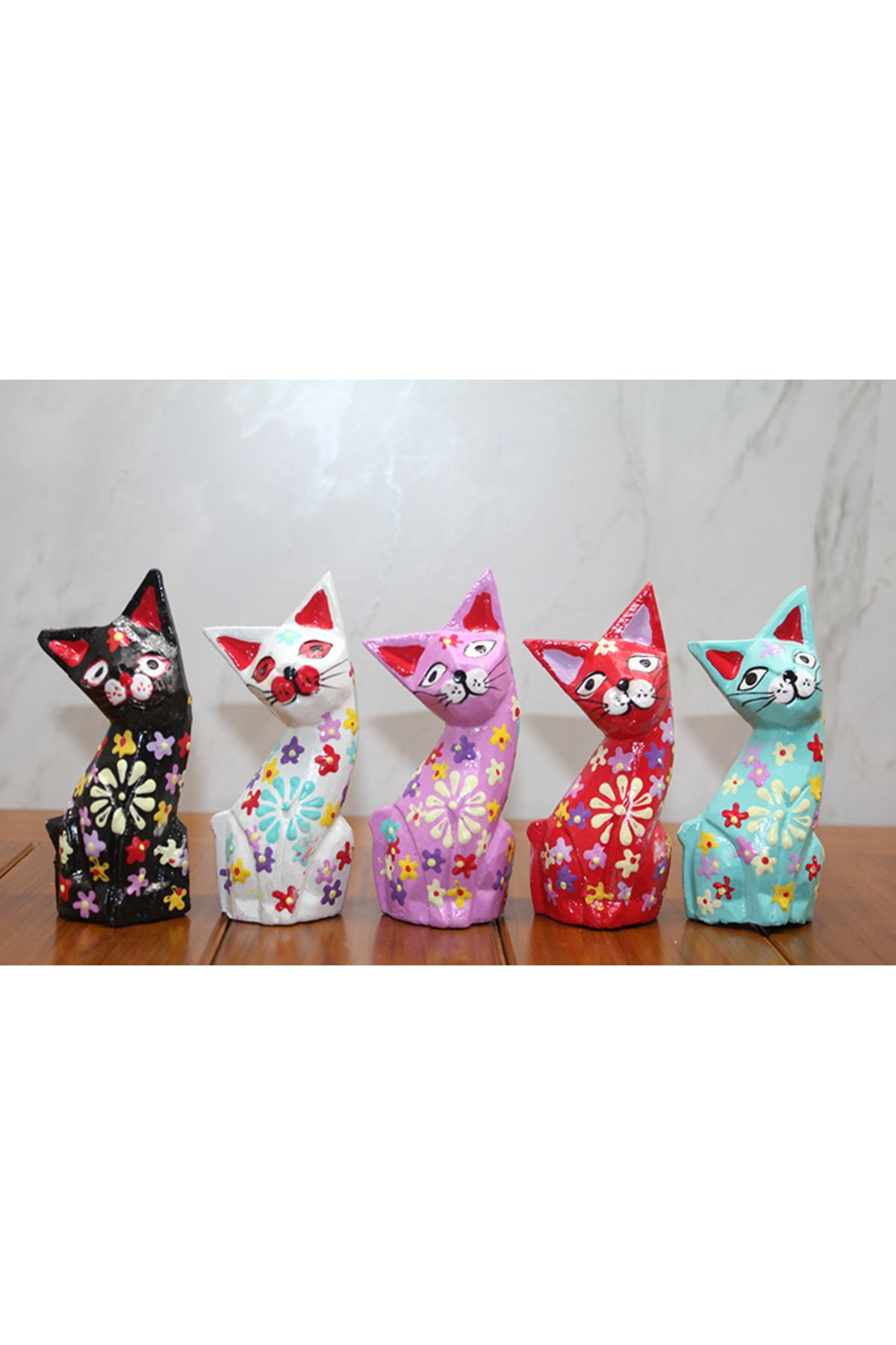 KfksStore Ahşap 5 li Kedi Seti Model 2