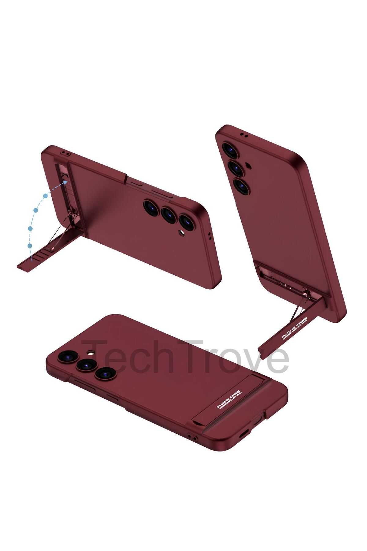 TechTrove Galaxy S24 Kılıf Kamera Korumalı Dikey Standlı Ays Kapak